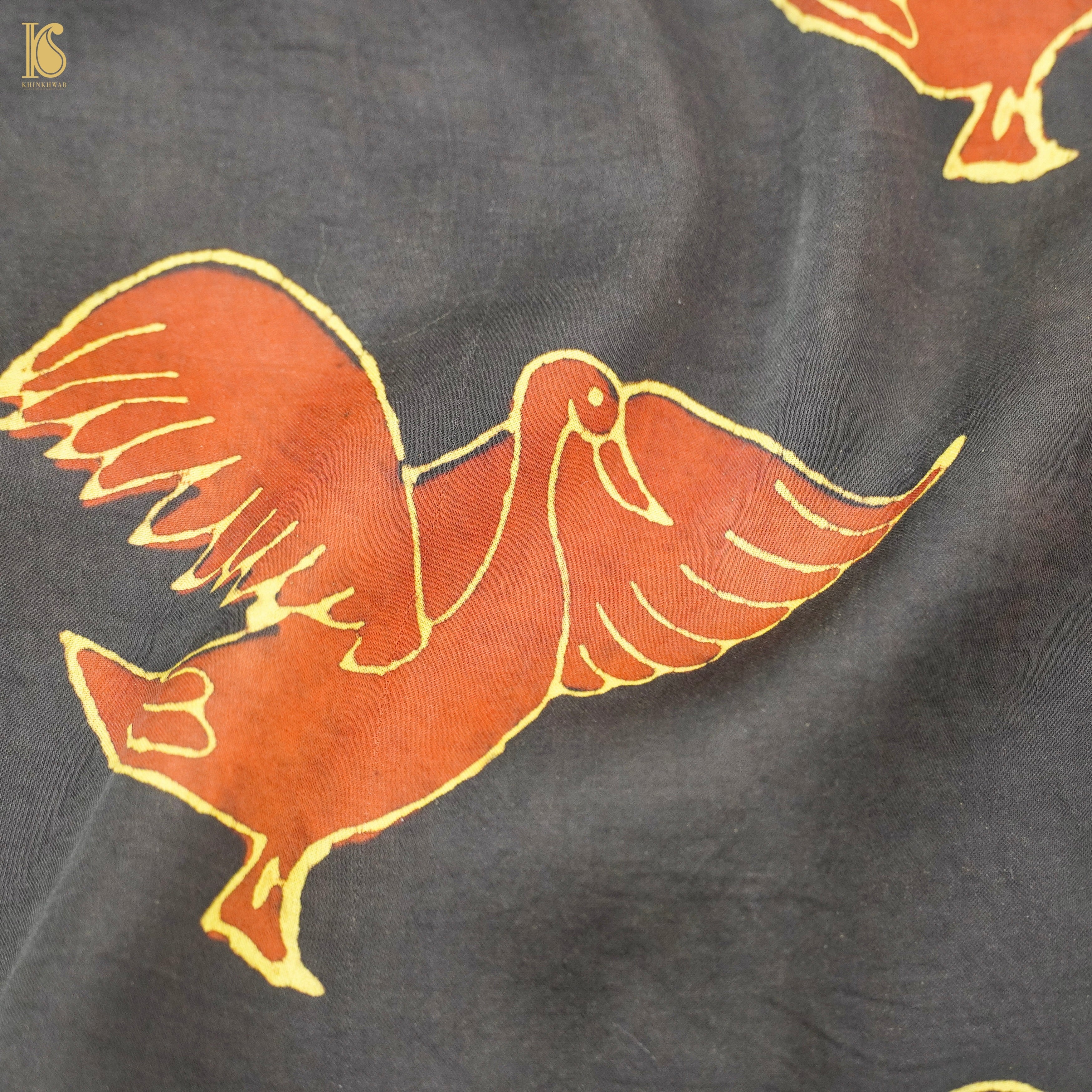Hand Block Modal Silk Ajrakh Fabric