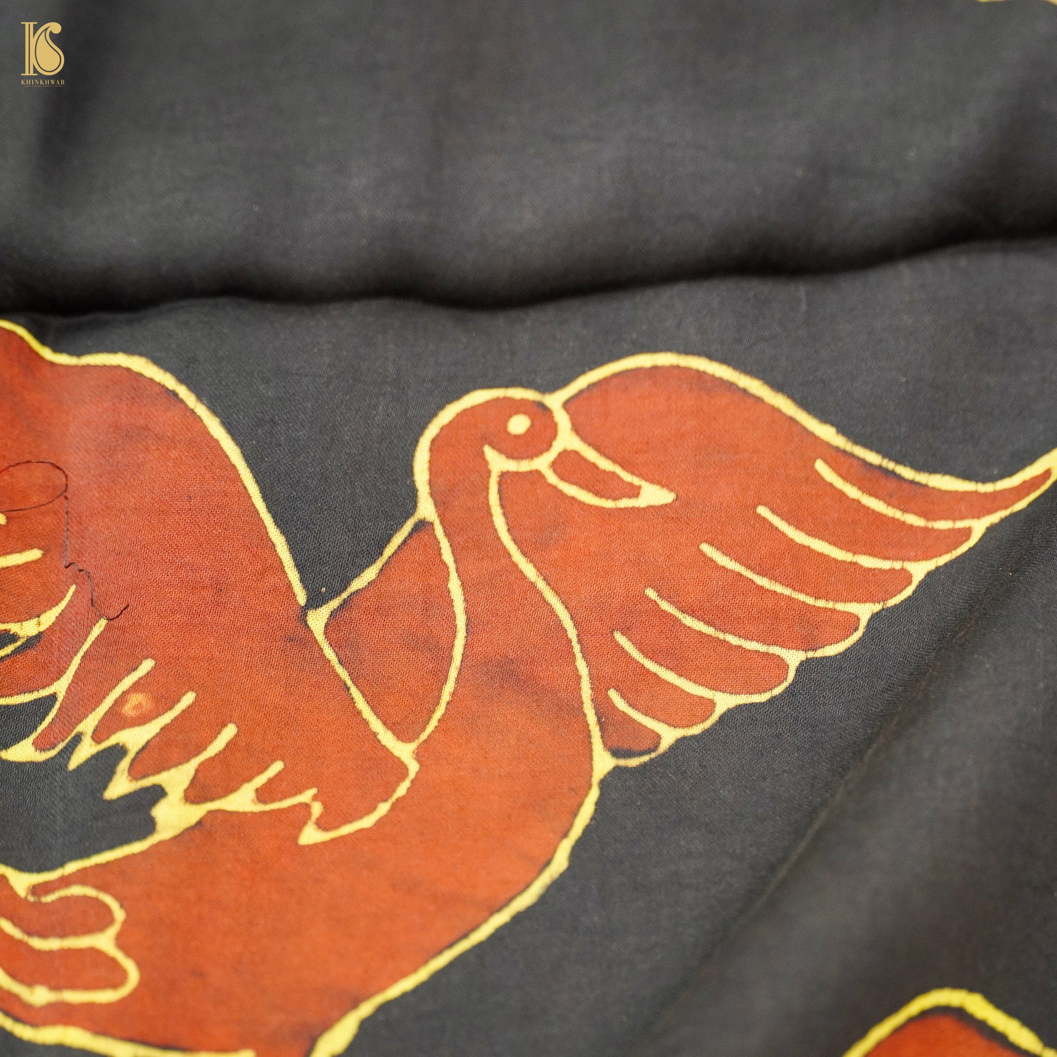 Hand Block Modal Silk Ajrakh Fabric