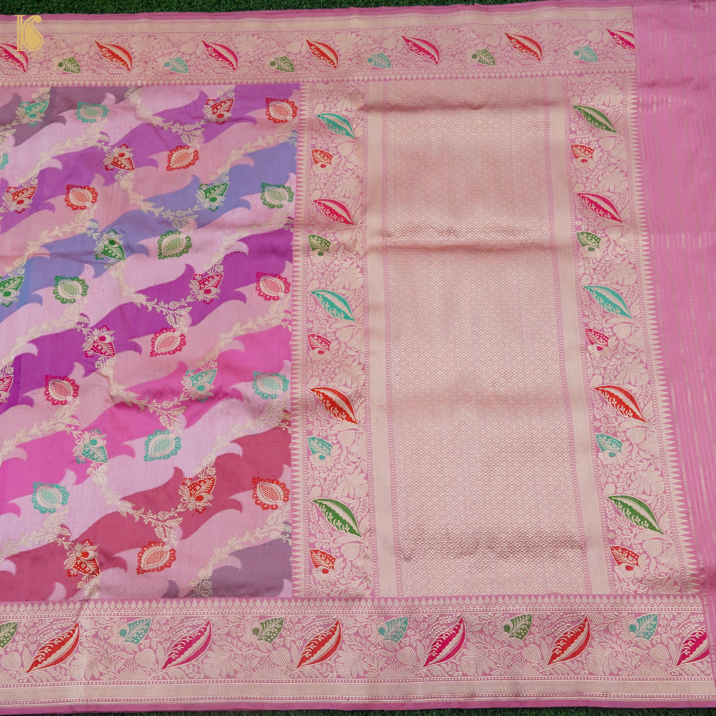 Kobi Pink Handwoven Pure Katan Silk Kadwa Banarasi Rangkat Saree - Khinkhwab