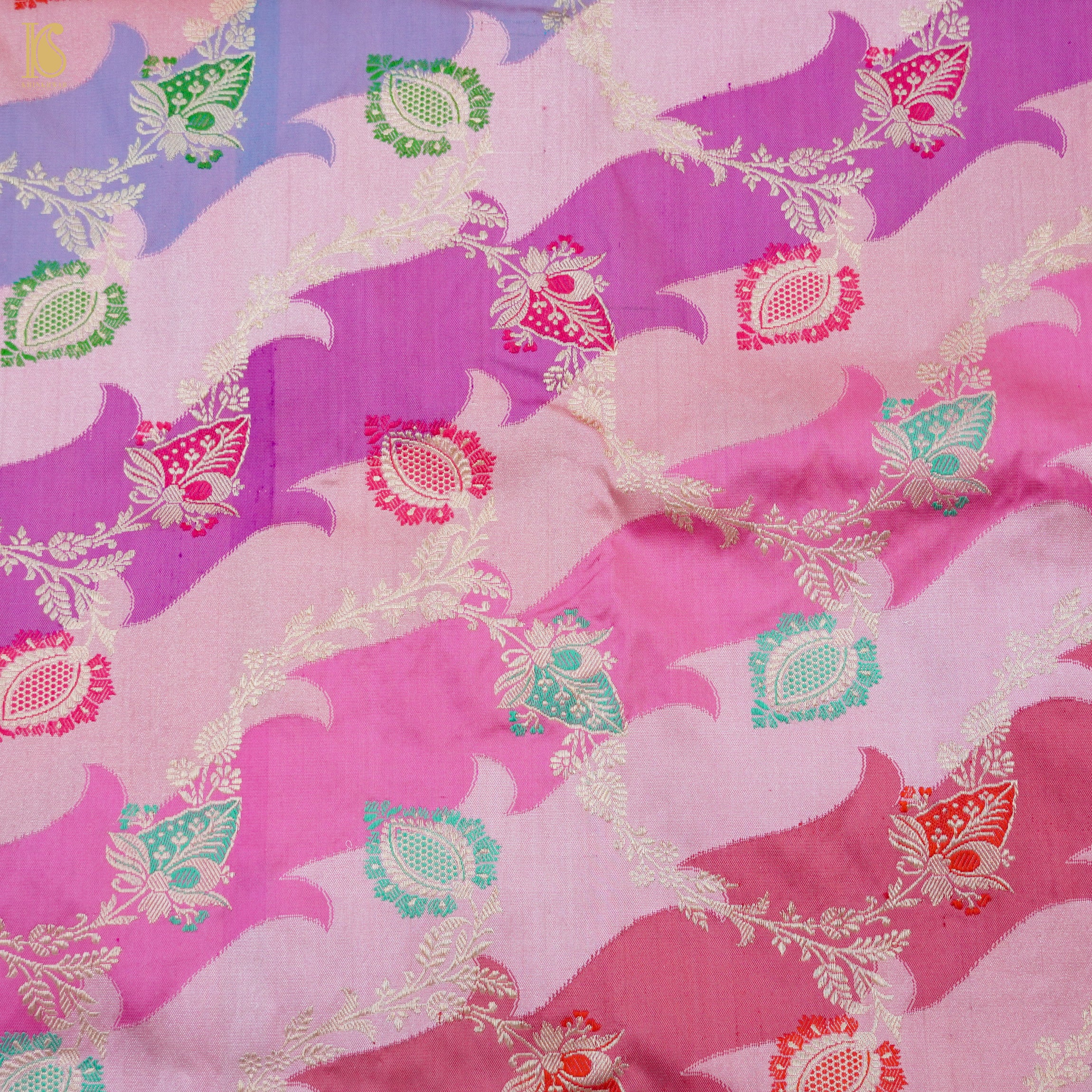 Kobi Pink Handwoven Pure Katan Silk Kadwa Banarasi Rangkat Saree - Khinkhwab