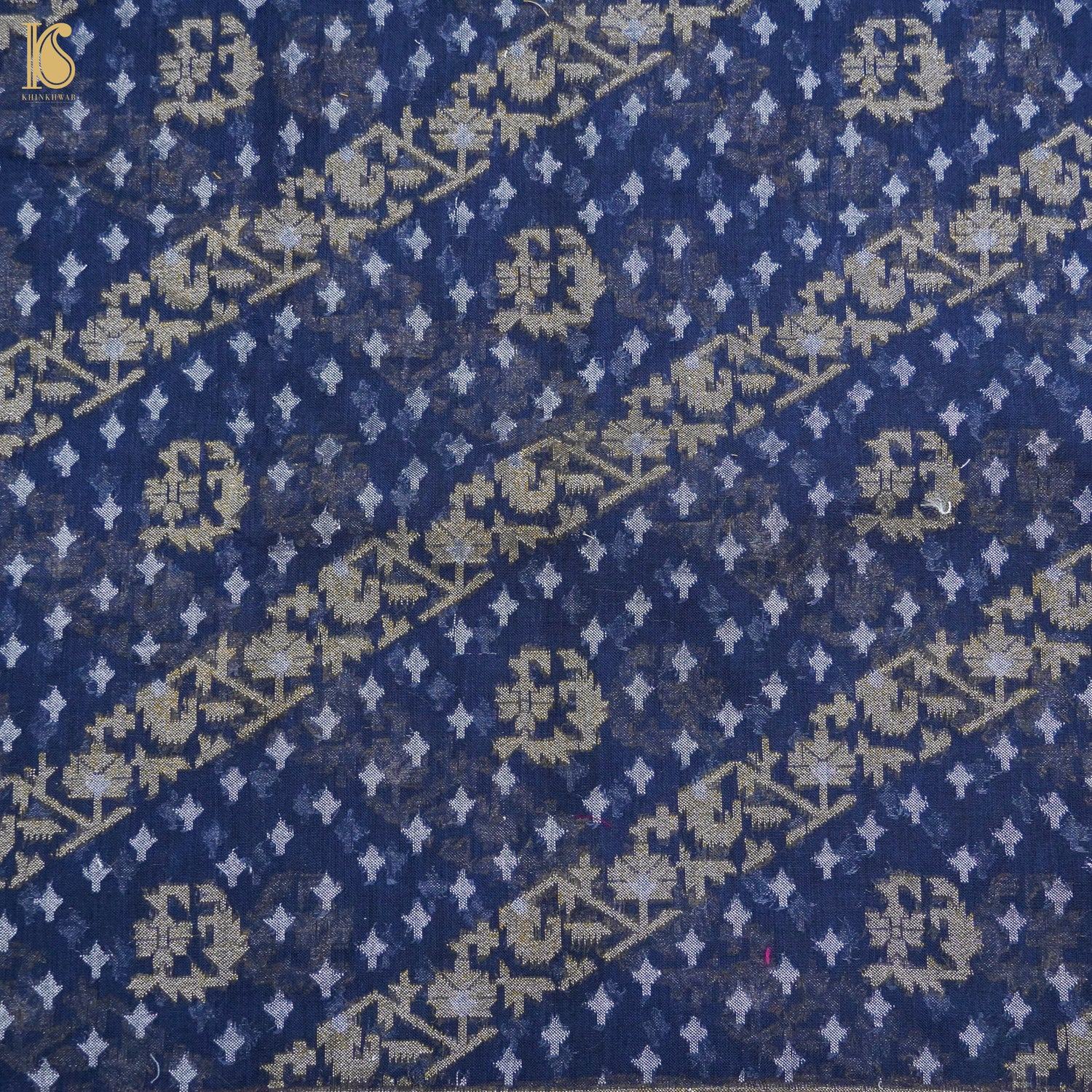 Blue Pure Cotton Handloom Banarasi Jamdani Ektara Saree - Khinkhwab