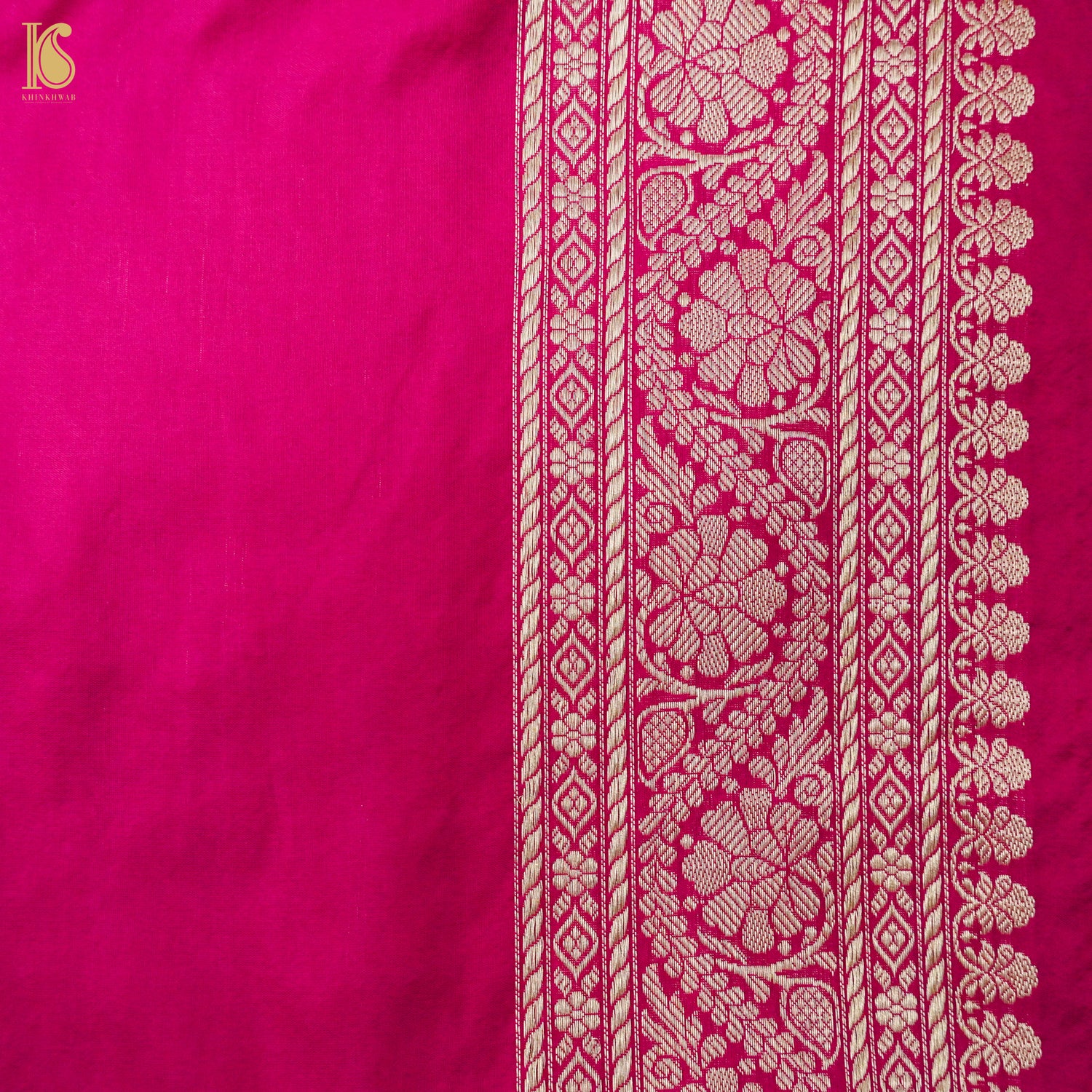 Ruby Pink Handwoven Pure Katan Silk Kadwa Banarasi Rangkat Saree - Khinkhwab