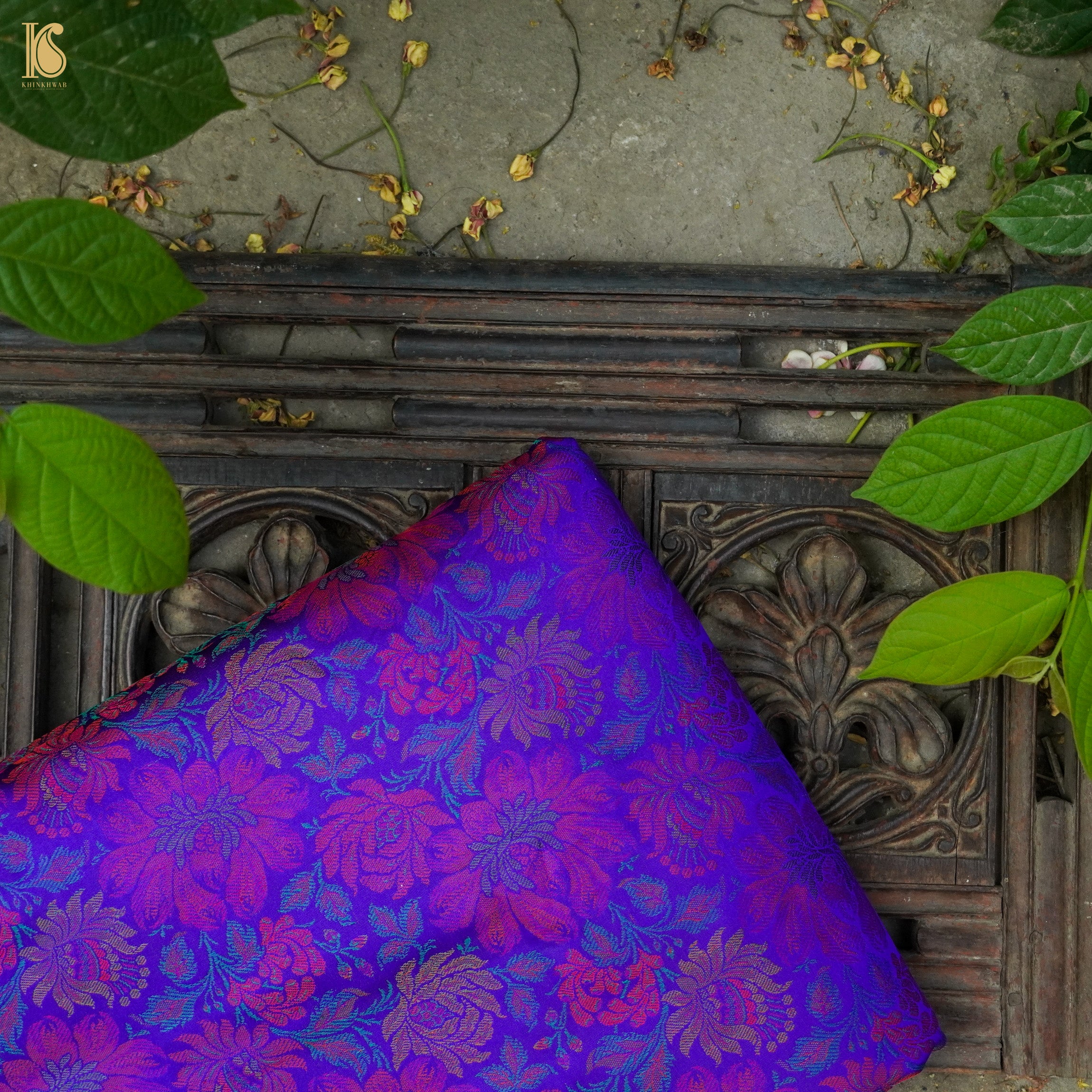 Purple Heart Pure Banarasi Silk Handwoven Tanchui Kurta Fabric - Khinkhwab