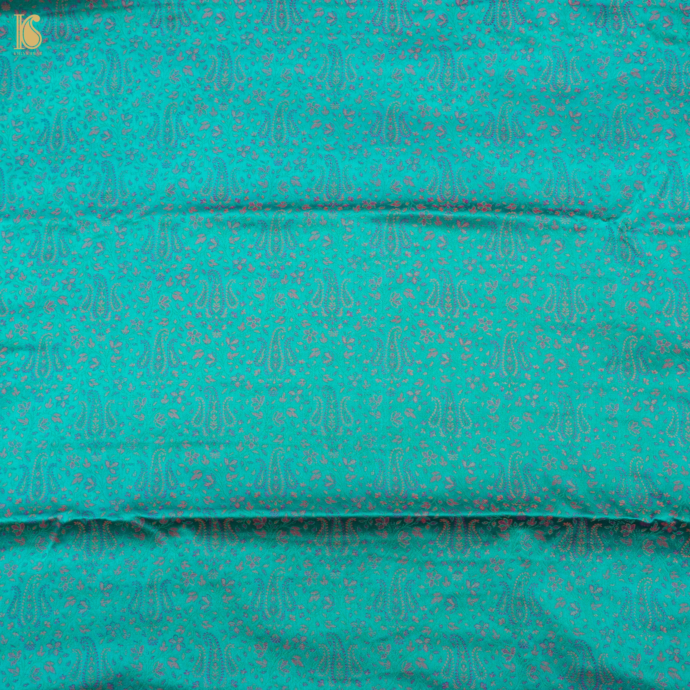 Iris Blue Pure Banarasi Silk Handwoven Tanchui Kurta Fabric - Khinkhwab
