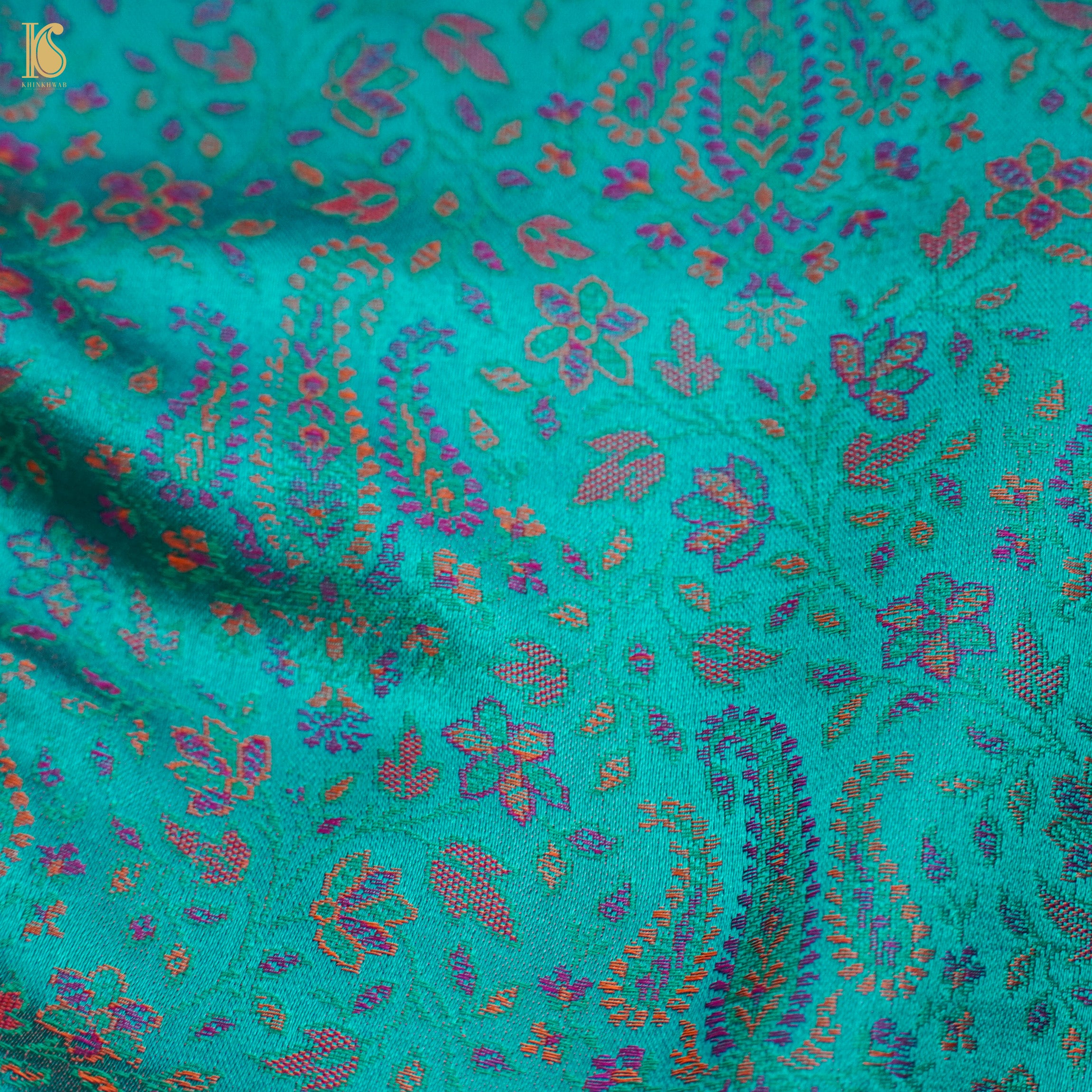 Iris Blue Pure Banarasi Silk Handwoven Tanchui Kurta Fabric - Khinkhwab