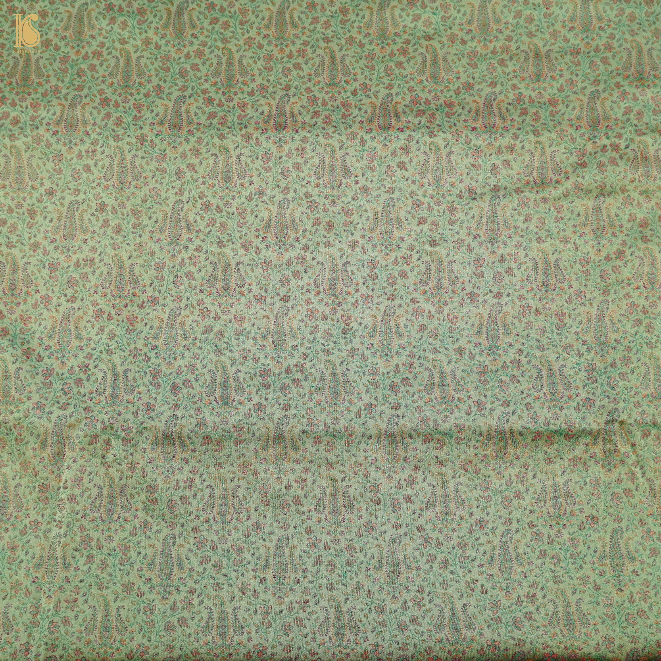 Norway Green Pure Banarasi Silk Handwoven Tanchui Kurta Fabric - Khinkhwab