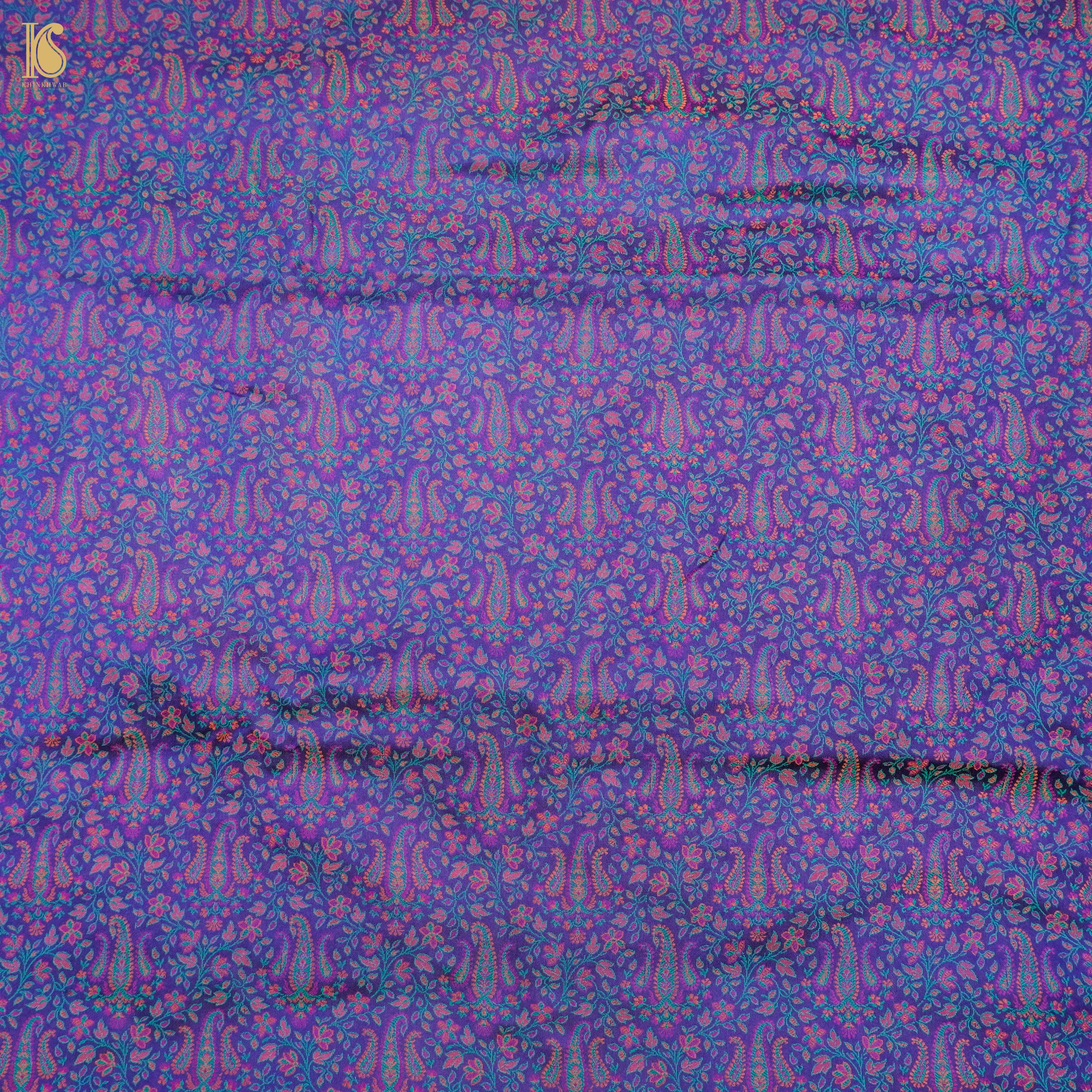 Blue Gem Pure Banarasi Silk Handwoven Tanchui Kurta Fabric - Khinkhwab