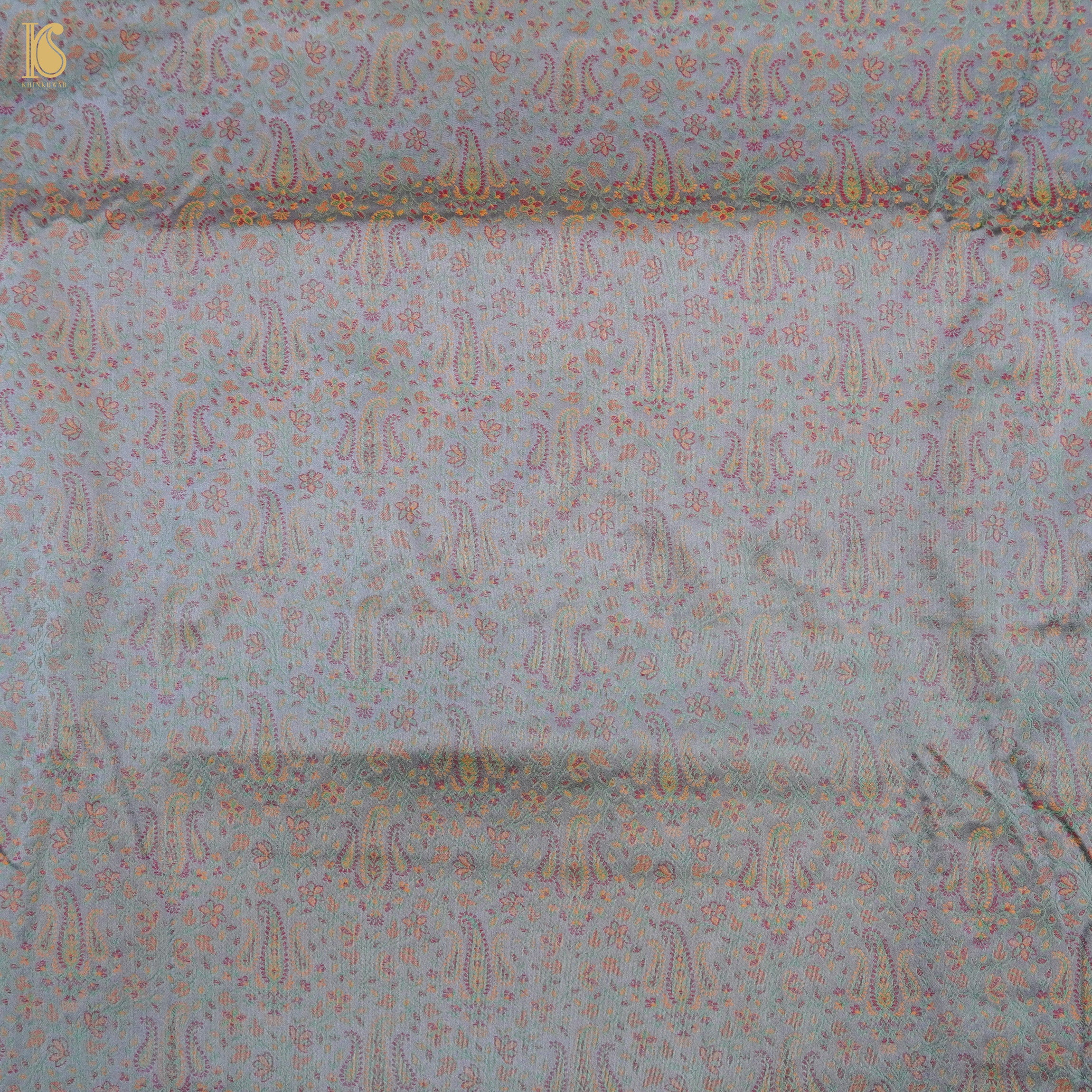 Manatee Grey Pure Banarasi Silk Handwoven Tanchui Kurta Fabric - Khinkhwab