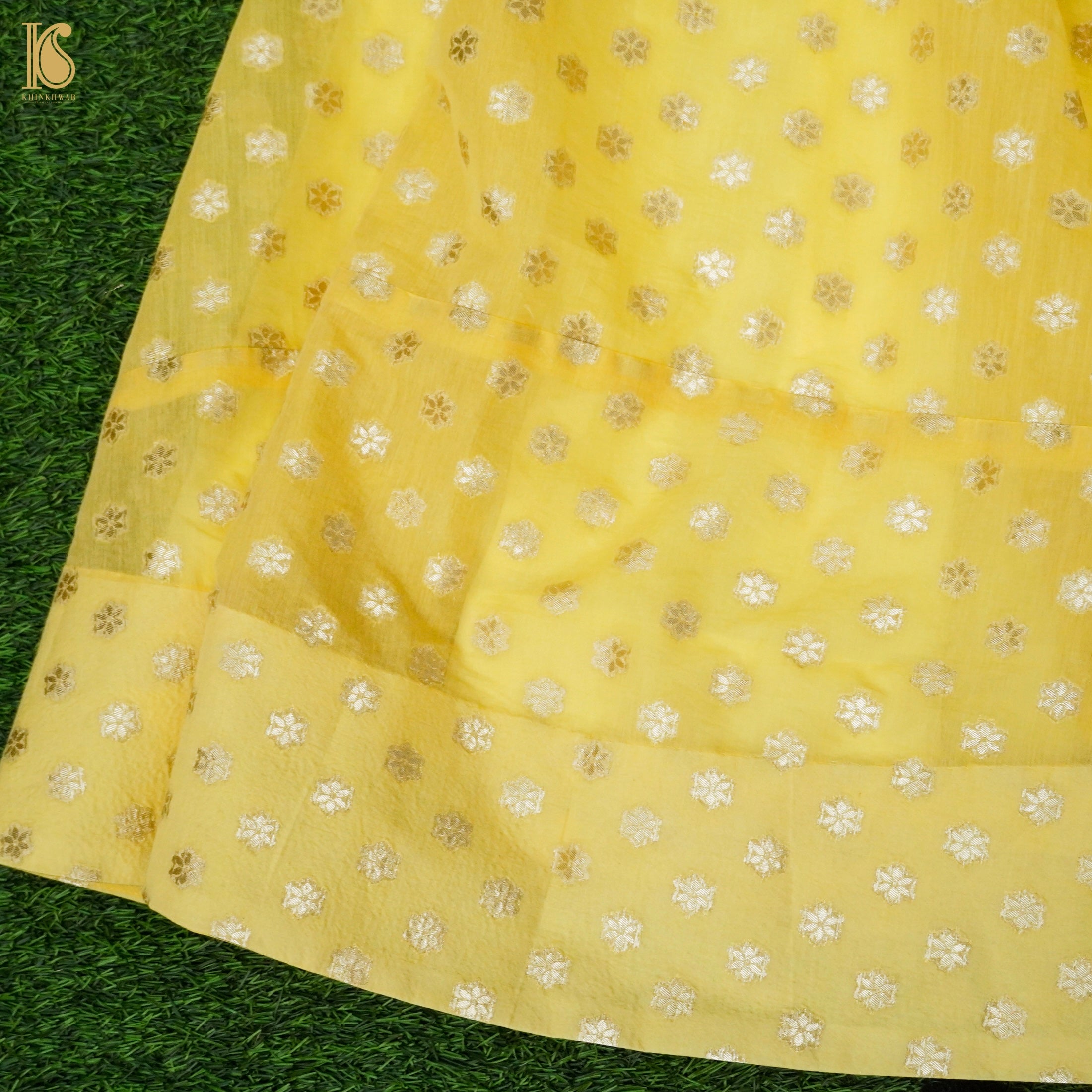 Wild Rice Yellow Chanderi Banarasi Stitched Skirt Lehenga - Khinkhwab