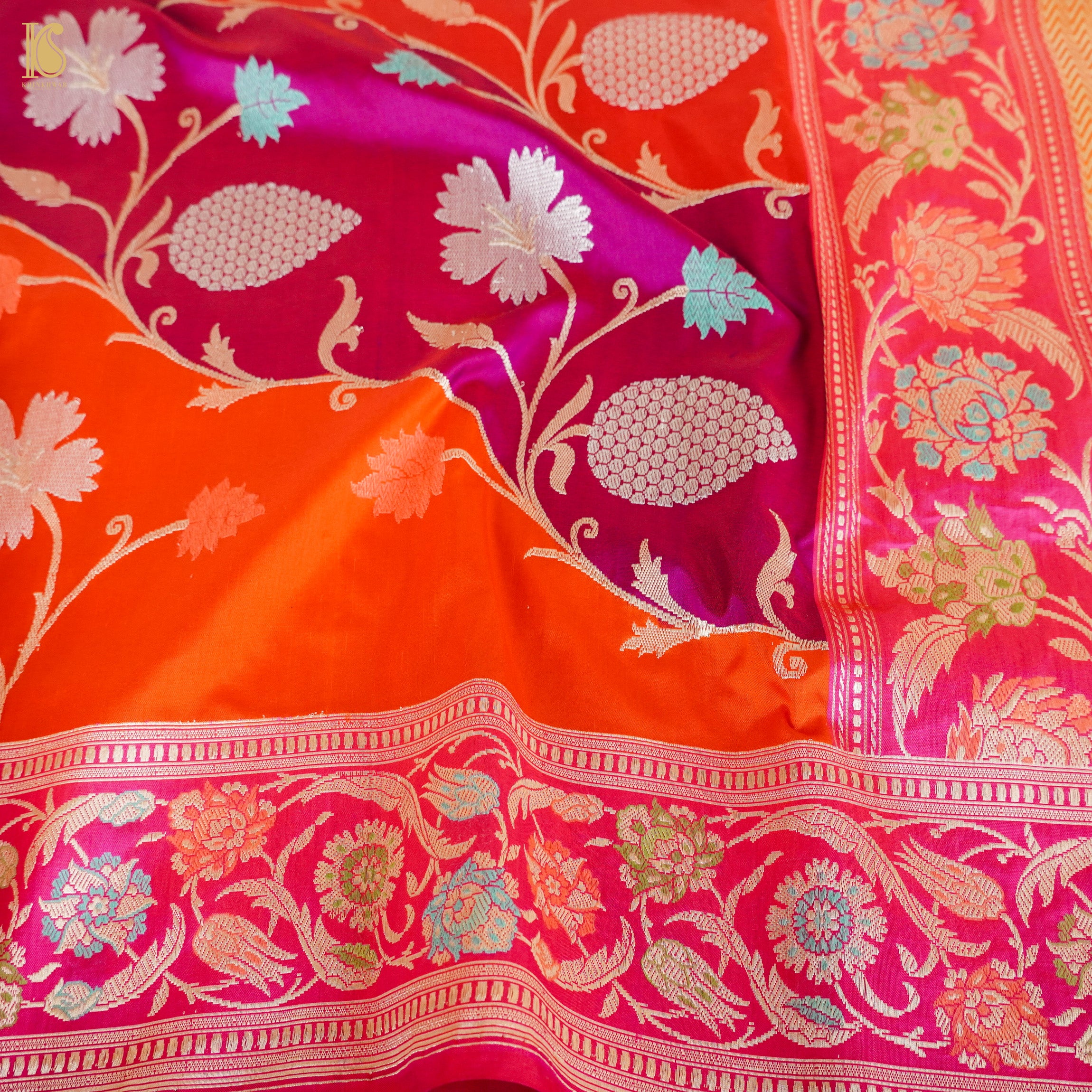 Handwoven Pure Katan Silk Kadwa Banarasi Rangkat Saree - Khinkhwab