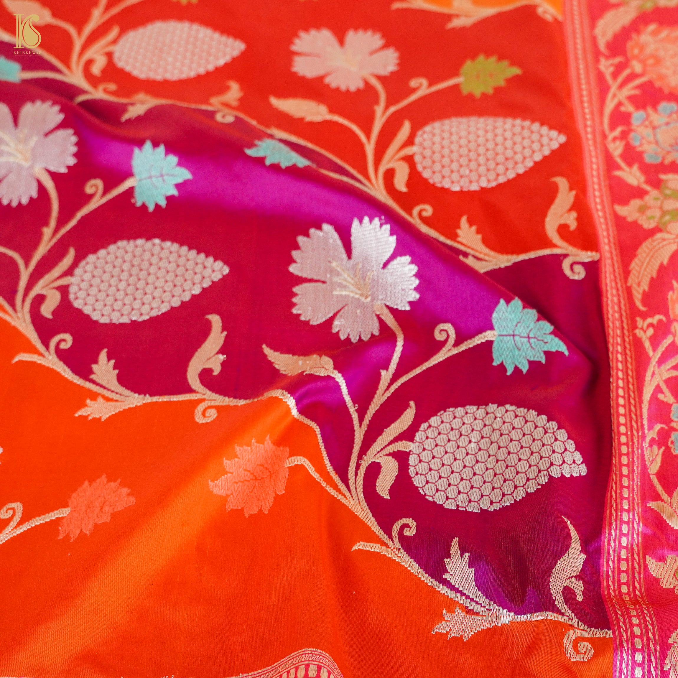 Handwoven Pure Katan Silk Kadwa Banarasi Rangkat Saree - Khinkhwab