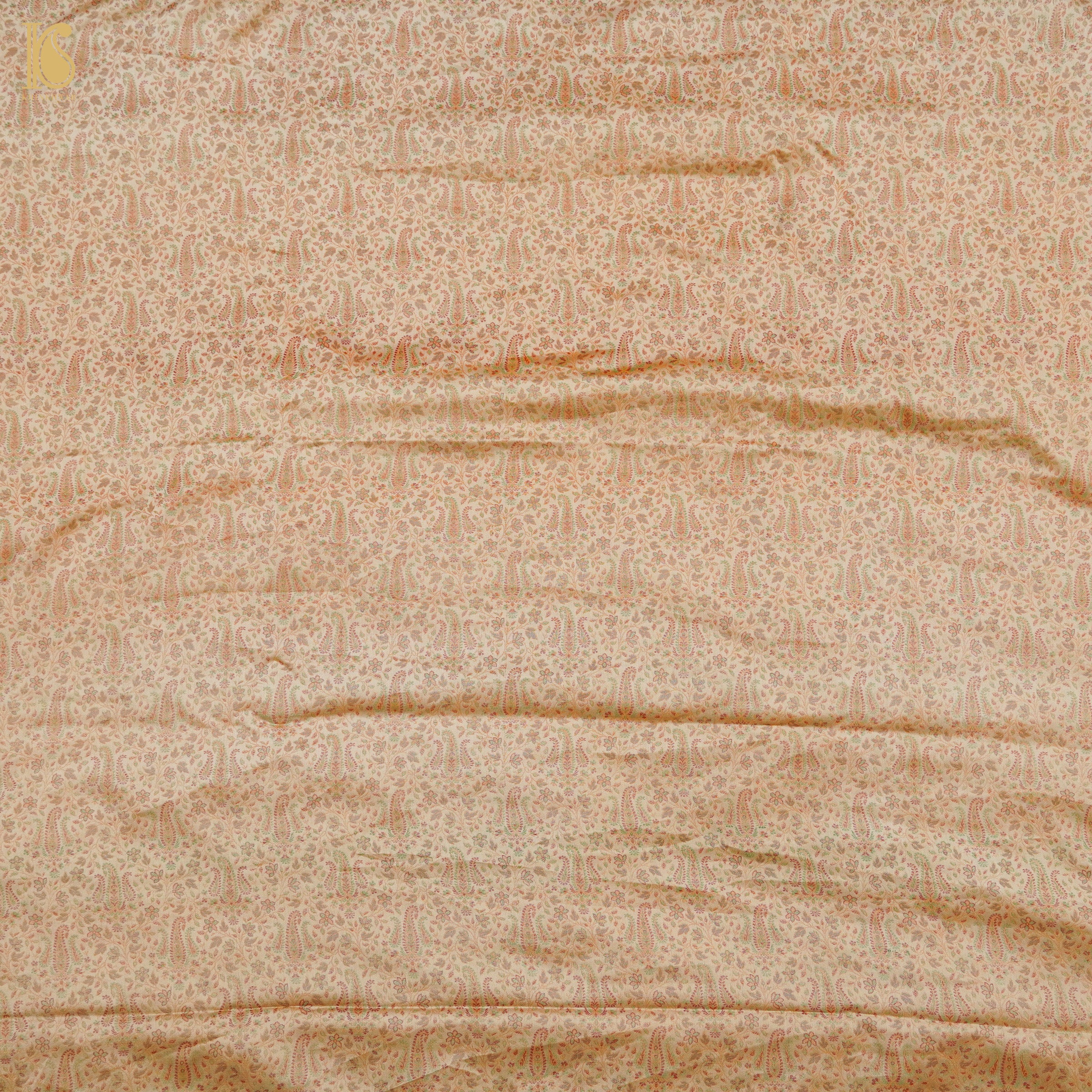 Beige Pure Banarasi Silk Handwoven Tanchui Kurta Fabric - Khinkhwab