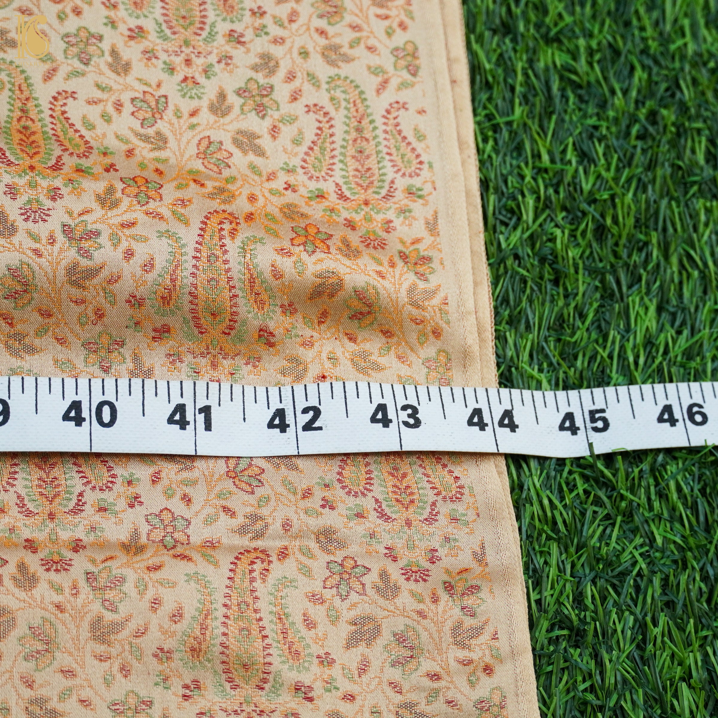 Beige Pure Banarasi Silk Handwoven Tanchui Kurta Fabric - Khinkhwab