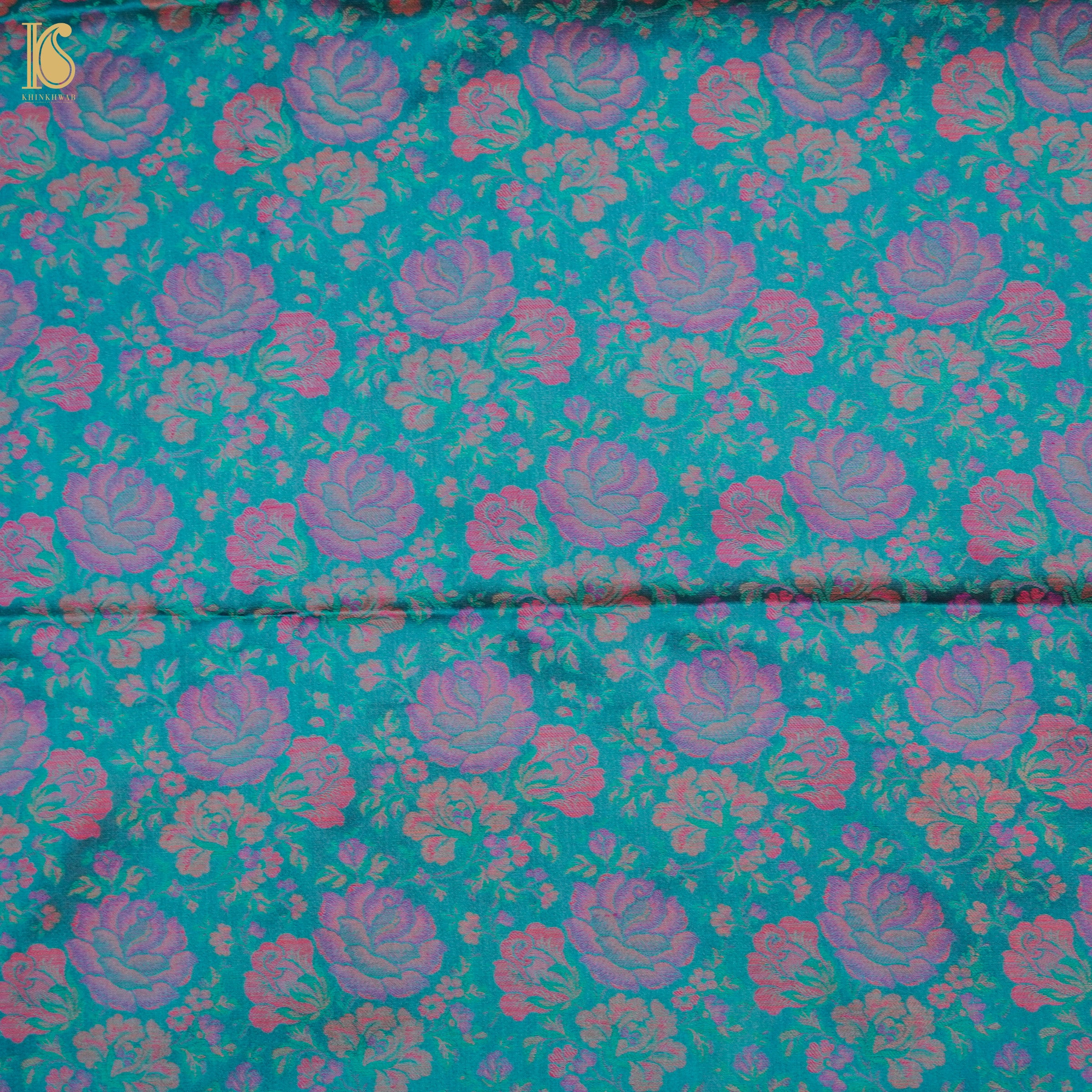 Pelorous Blue Pure Banarasi Silk Handwoven Tanchui Kurta Fabric - Khinkhwab