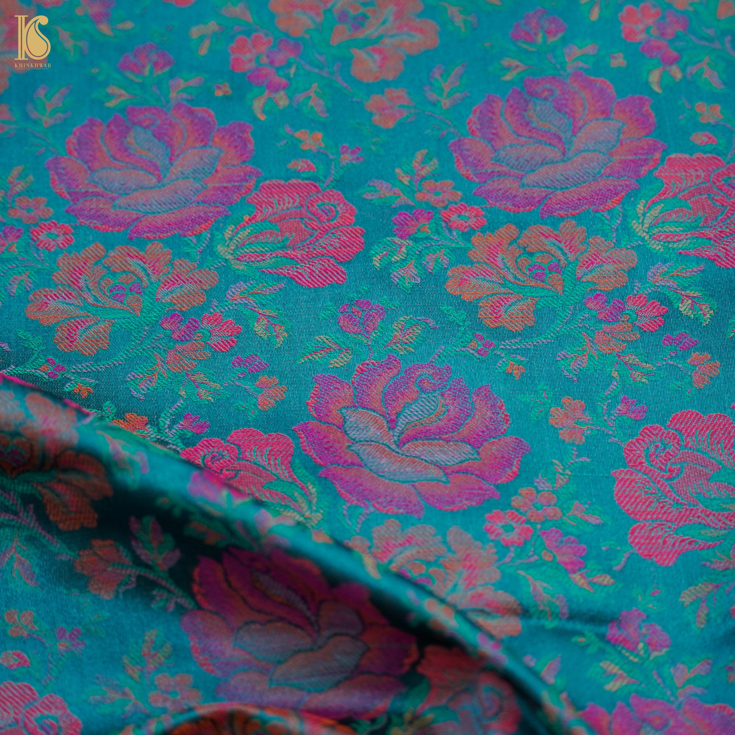 Pelorous Blue Pure Banarasi Silk Handwoven Tanchui Kurta Fabric - Khinkhwab