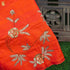 Hand Embroidered Pure Raw Silk Orange Blouse Fabric - Khinkhwab
