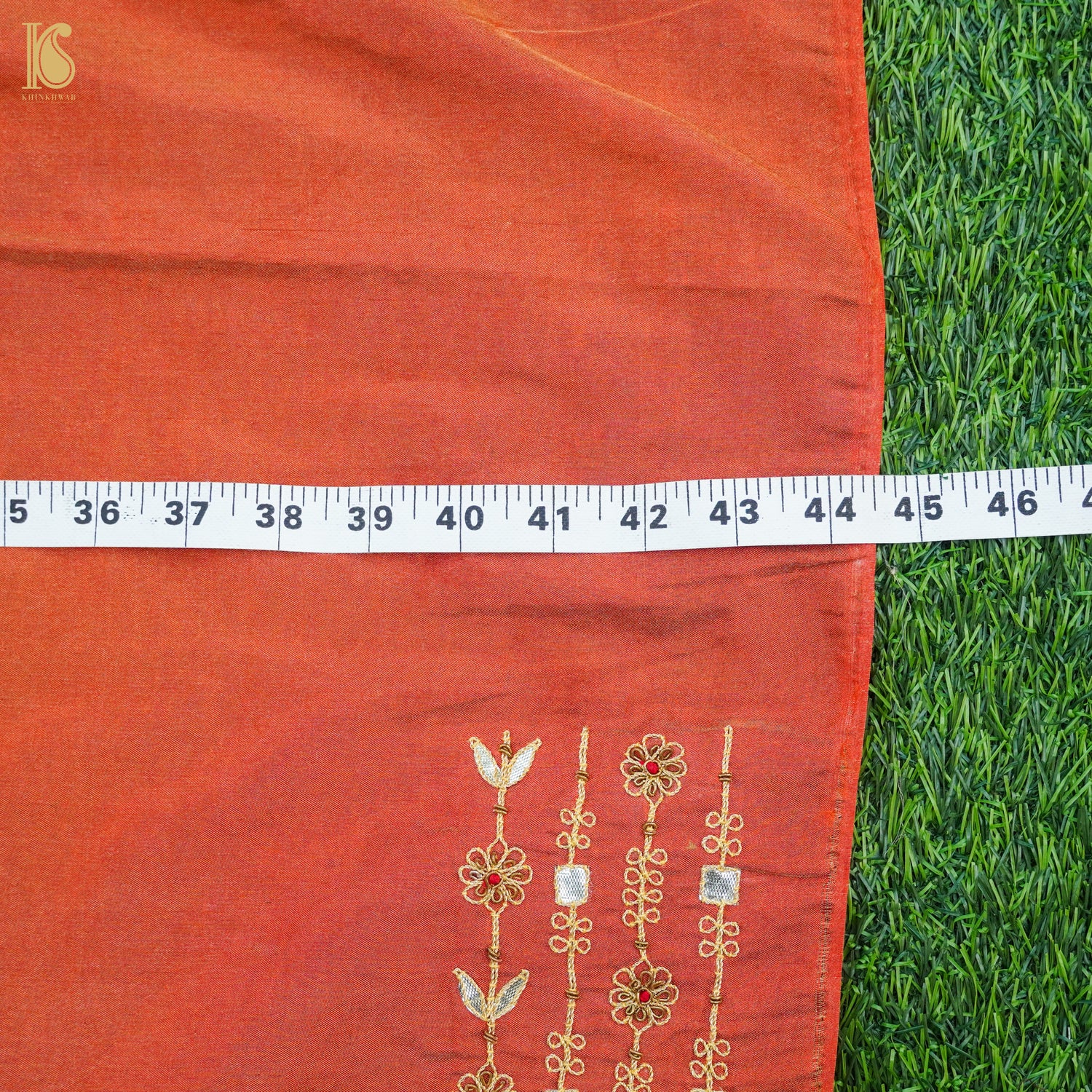 Hand Embroidered Pure Tissue Blouse Fabric - Khinkhwab