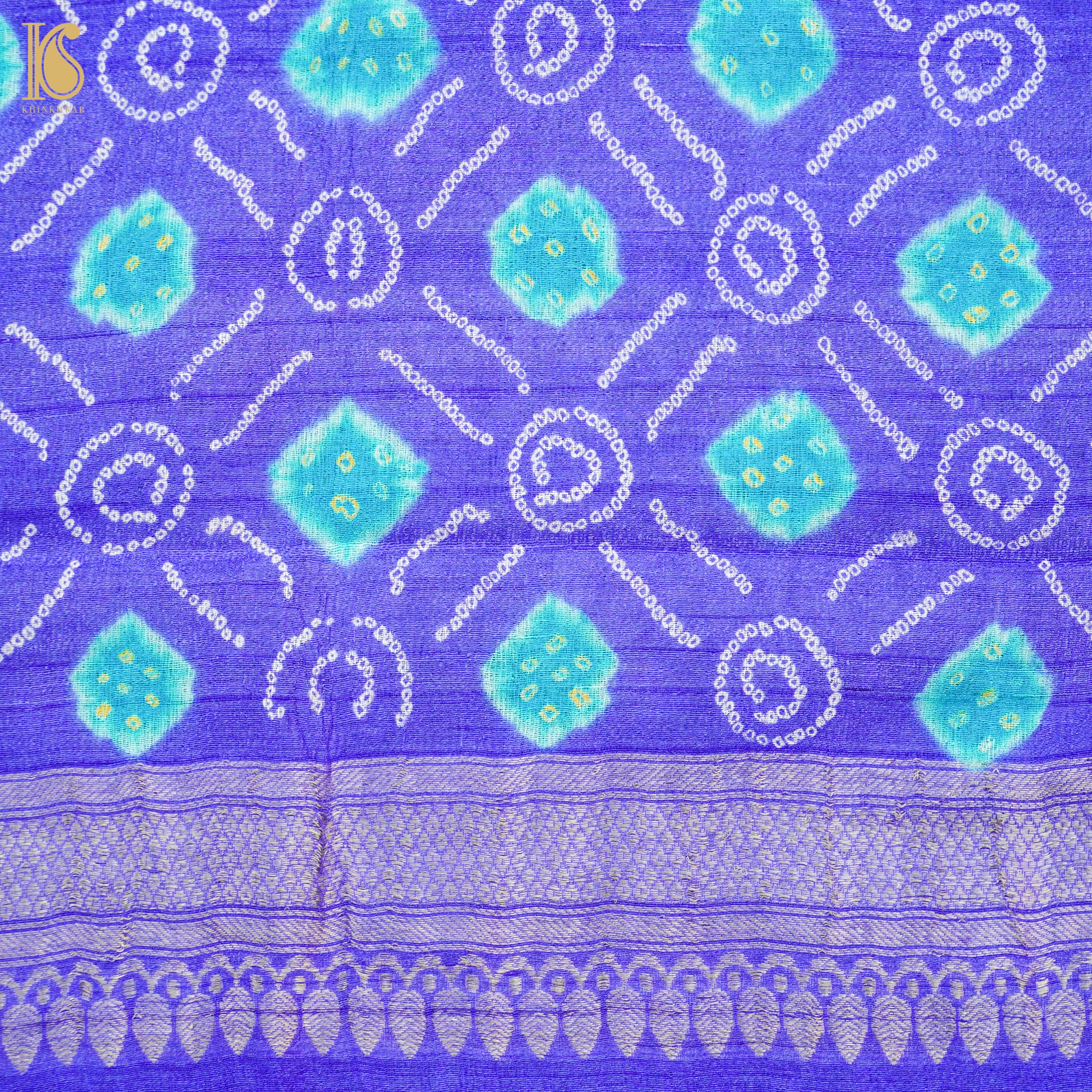 Han Purple Pure Tussar Silk Bandhani Blouse Fabric - Khinkhwab