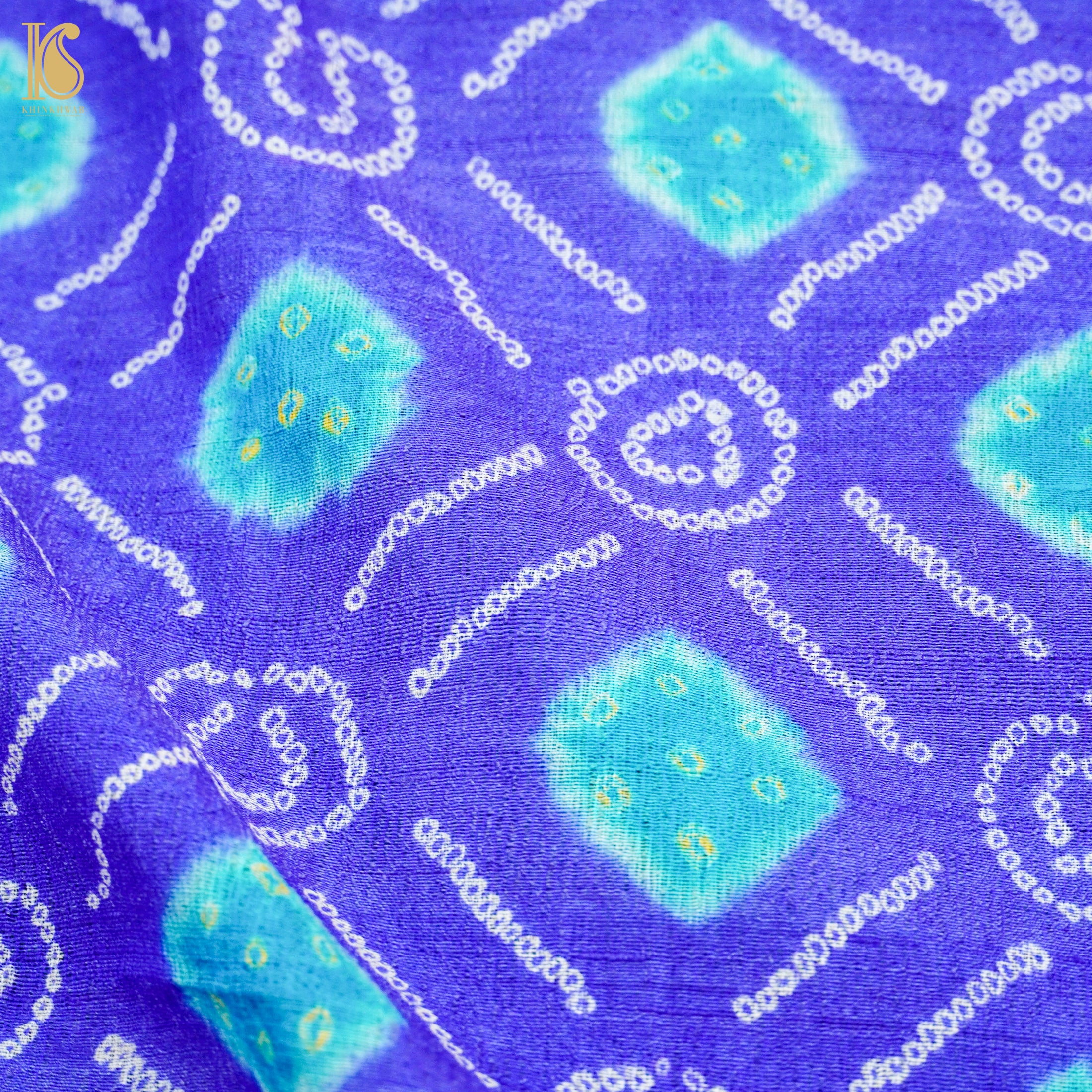Han Purple Pure Tussar Silk Bandhani Blouse Fabric - Khinkhwab