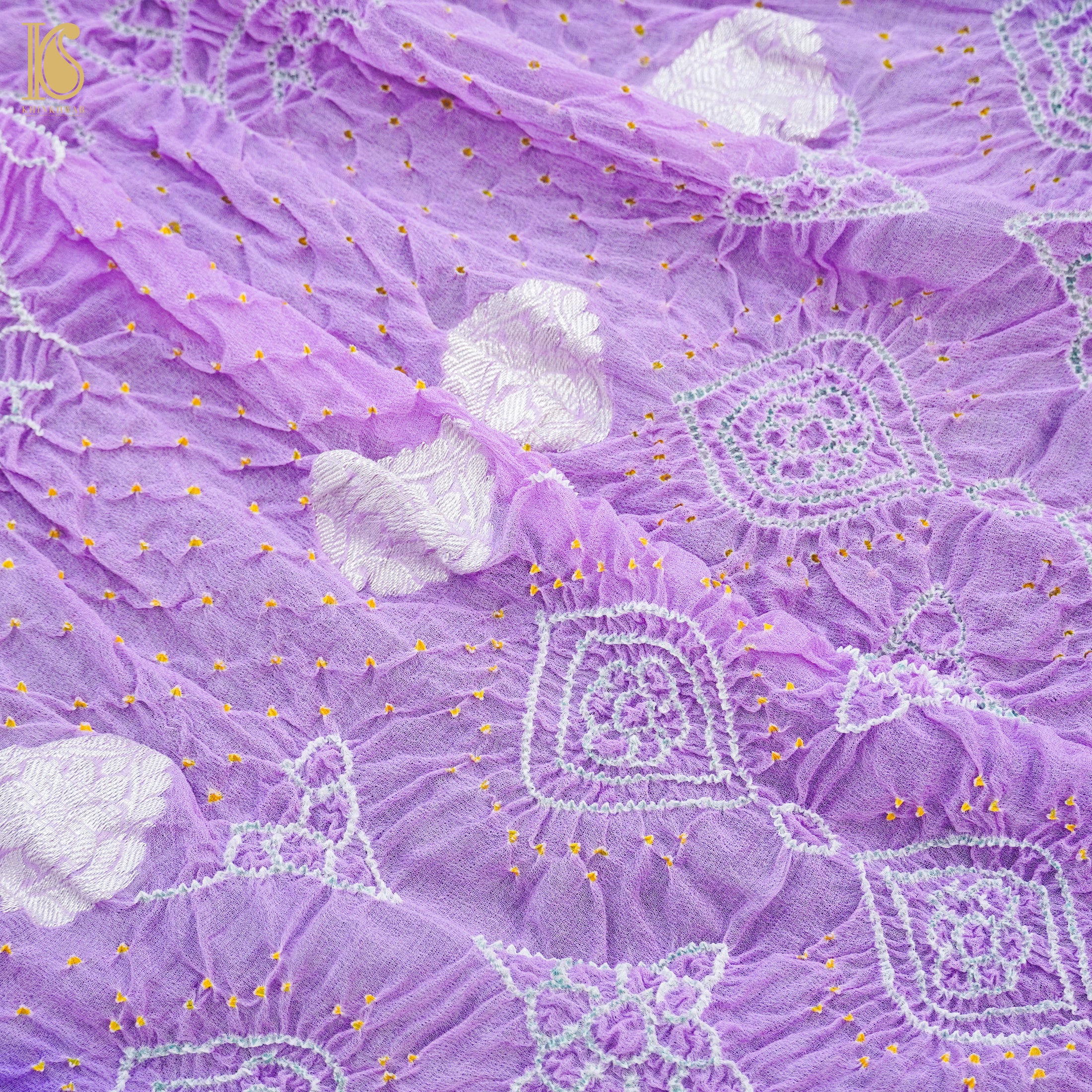 Mauve Pure Georgette Handloom Banarasi Bandhani Saree - Khinkhwab