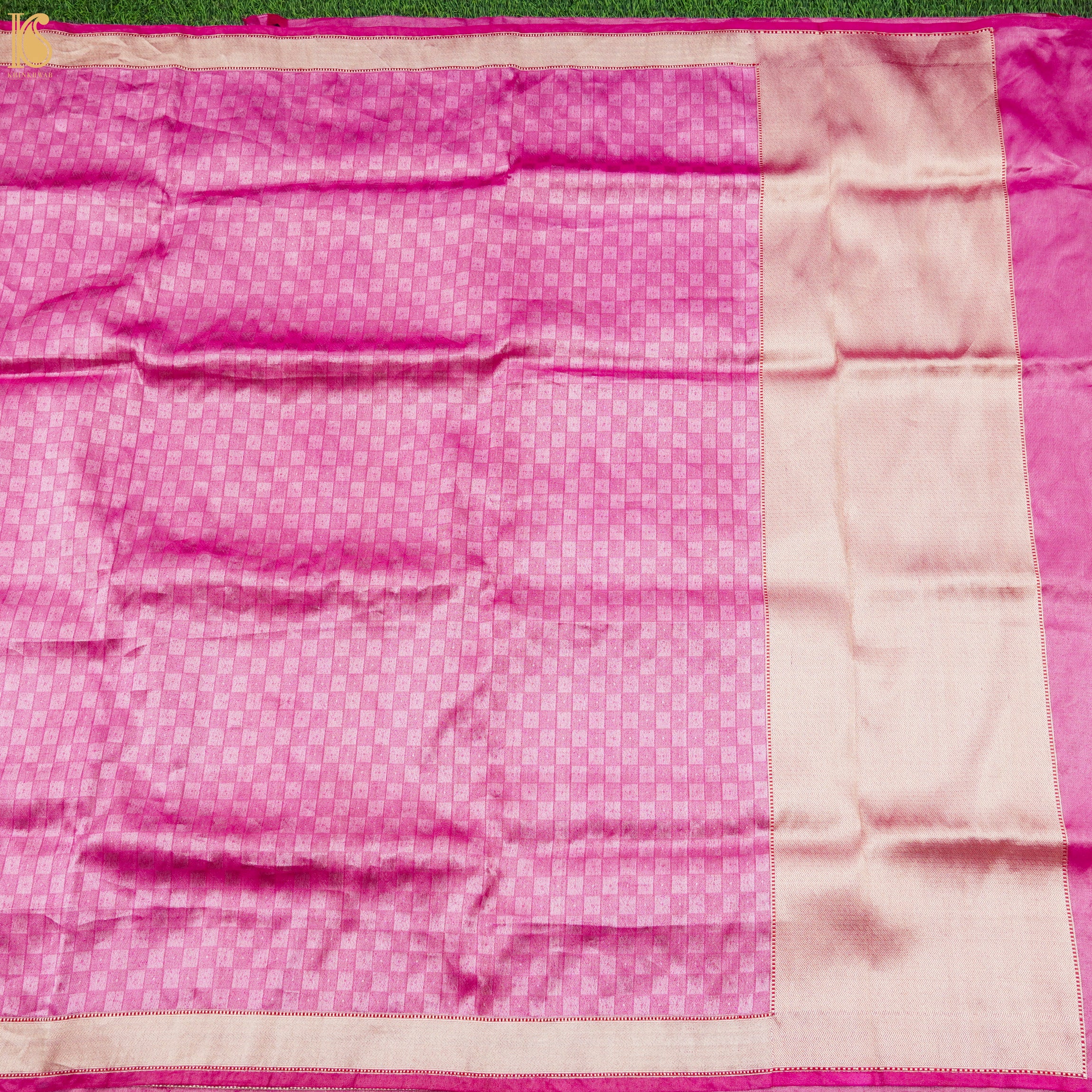 Persian Pink Handloom Pure Tissue by Silk Banarasi Tanchoi Saree - Khinkhwab
