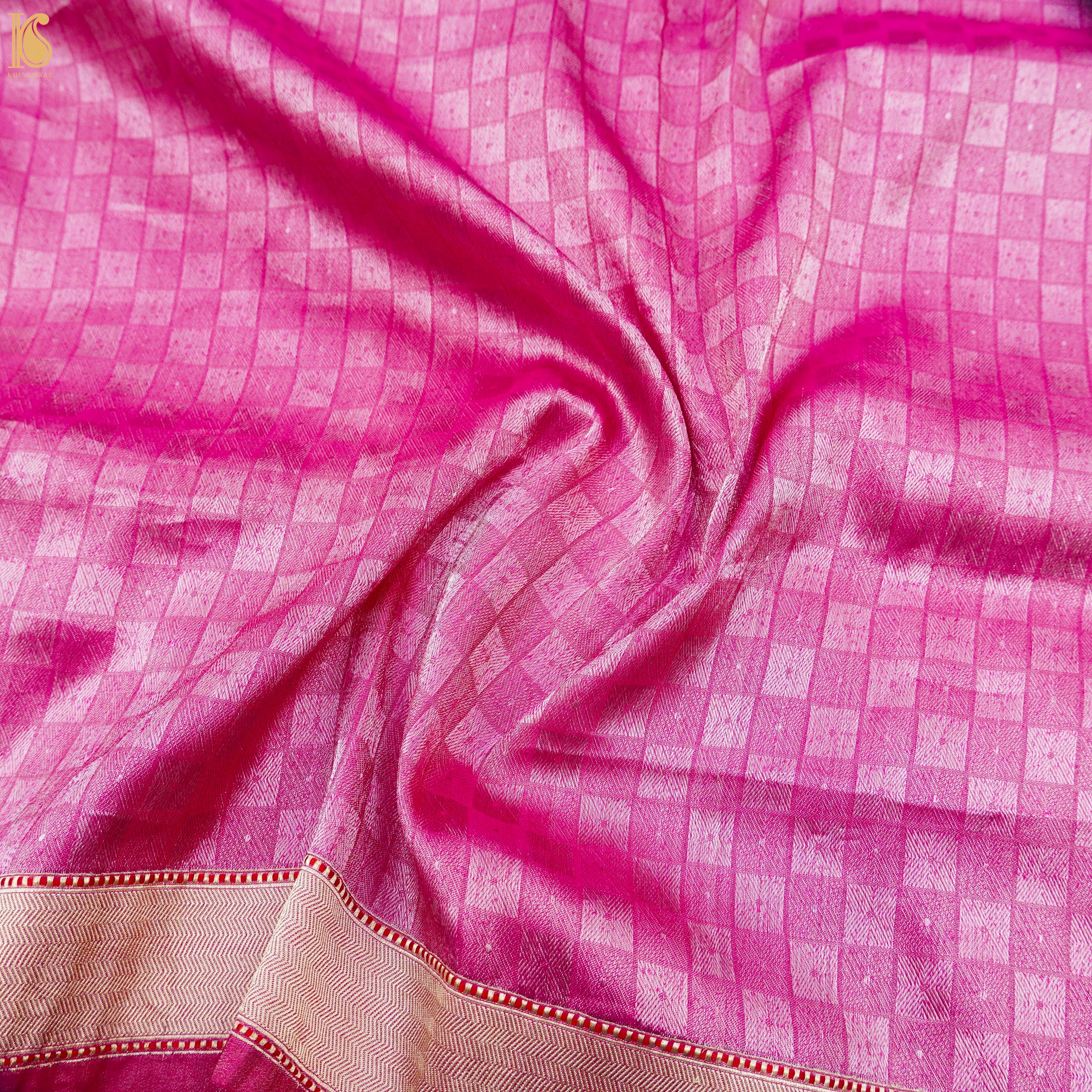 Persian Pink Handloom Pure Tissue by Silk Banarasi Tanchoi Saree - Khinkhwab