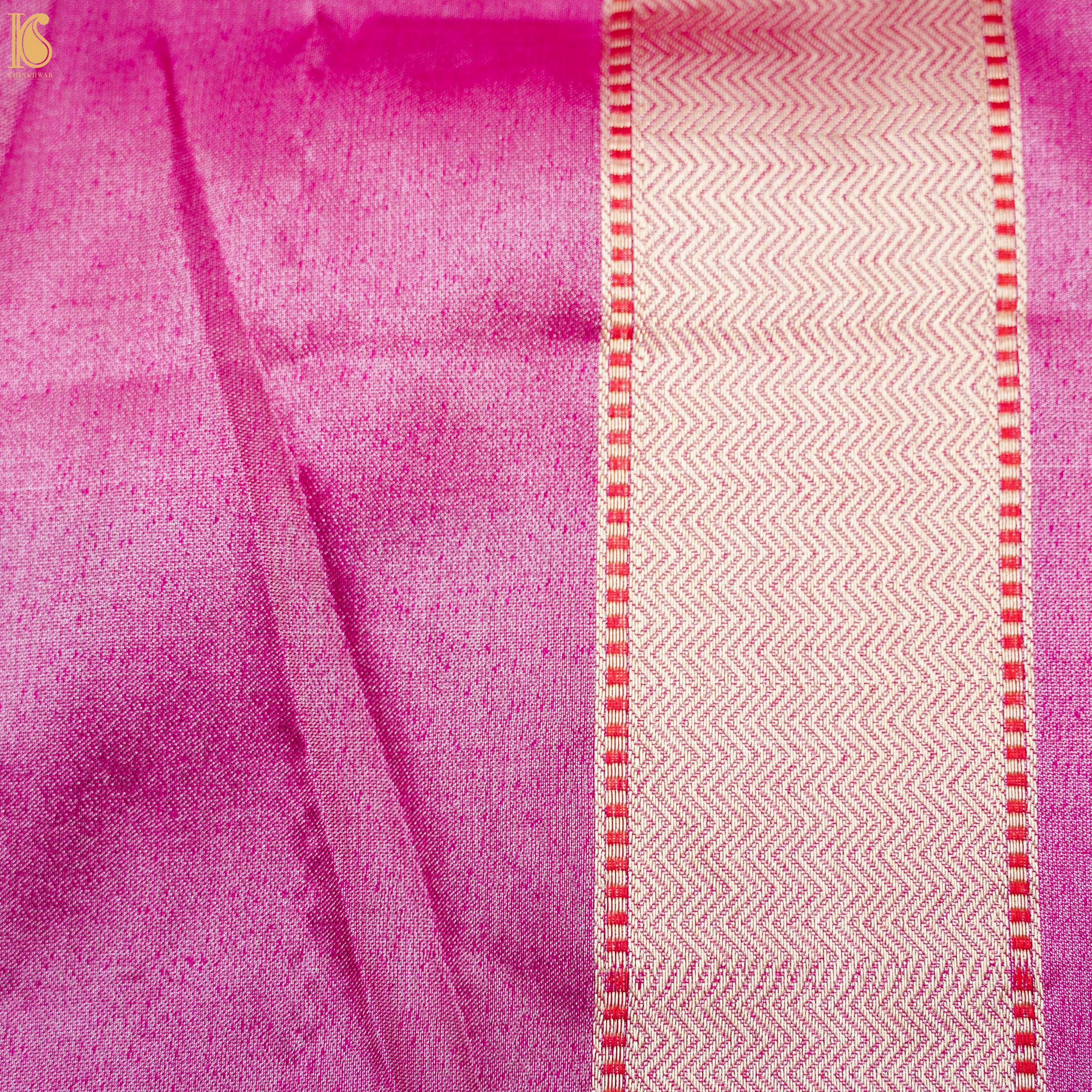 Persian Pink Handloom Pure Tissue by Silk Banarasi Tanchoi Saree - Khinkhwab