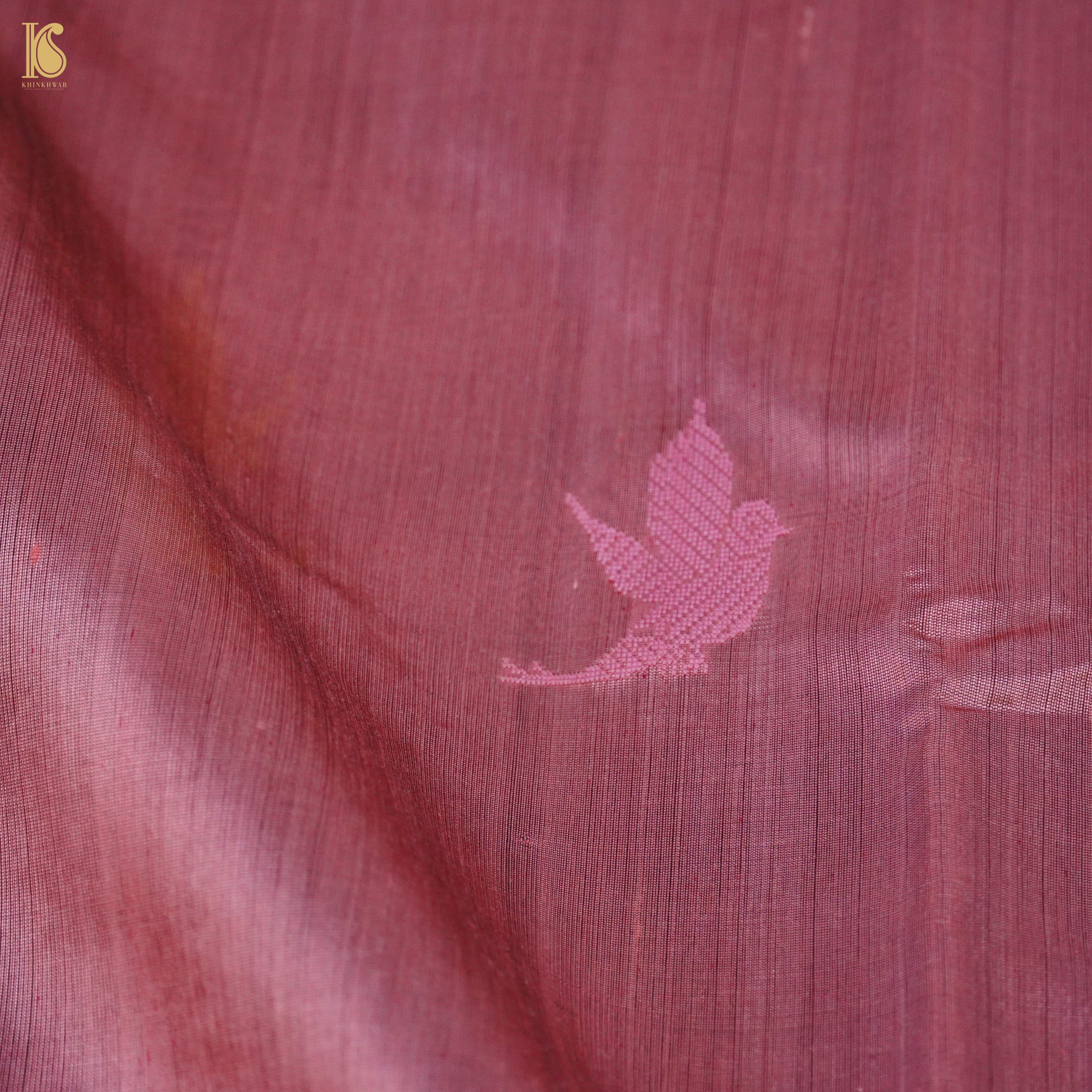 Pink Handwoven Pure Chanderi Bird Saree - Khinkhwab