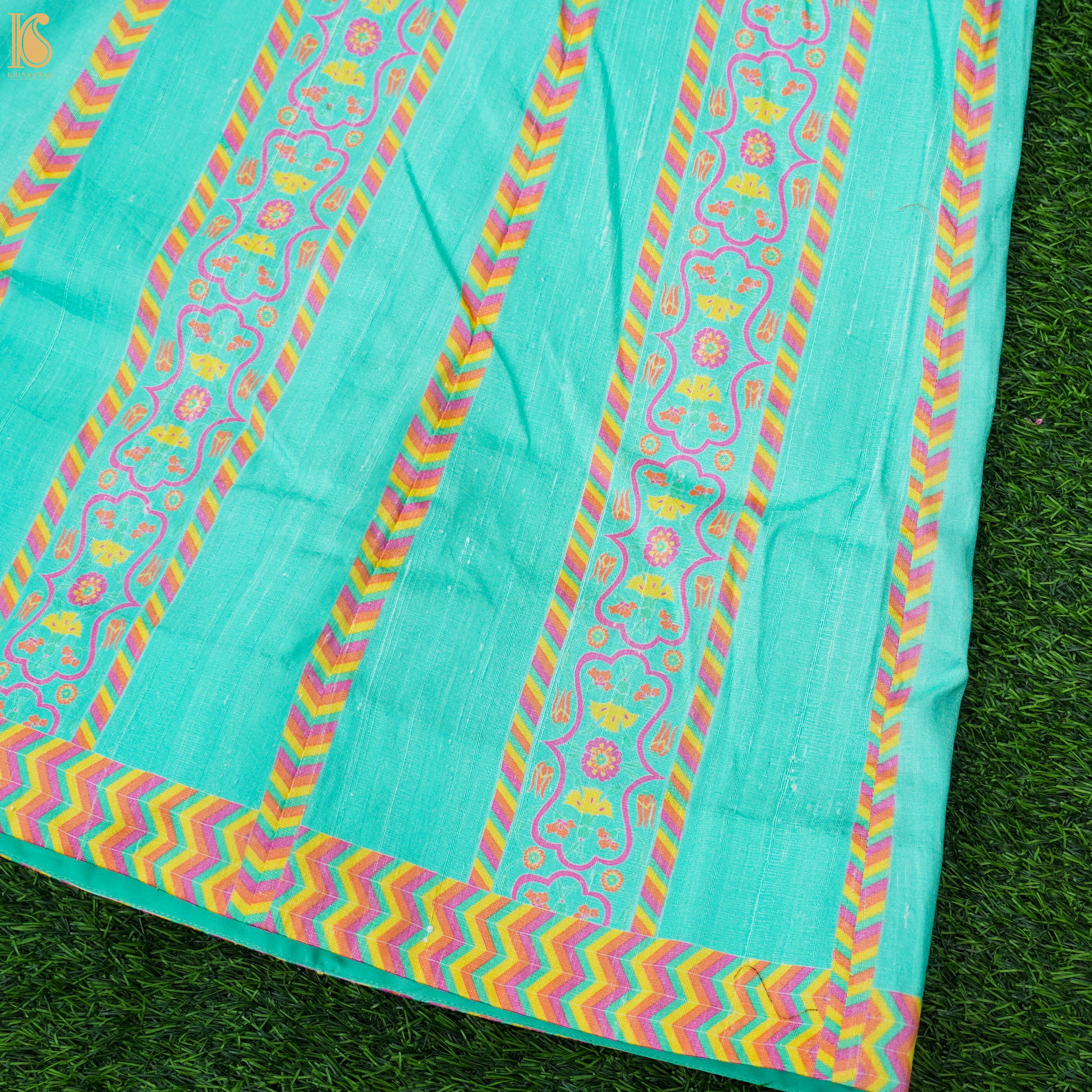 KARANFİL - Pure Raw Silk Print Kalidar Stitched Skirt Lehenga - Khinkhwab