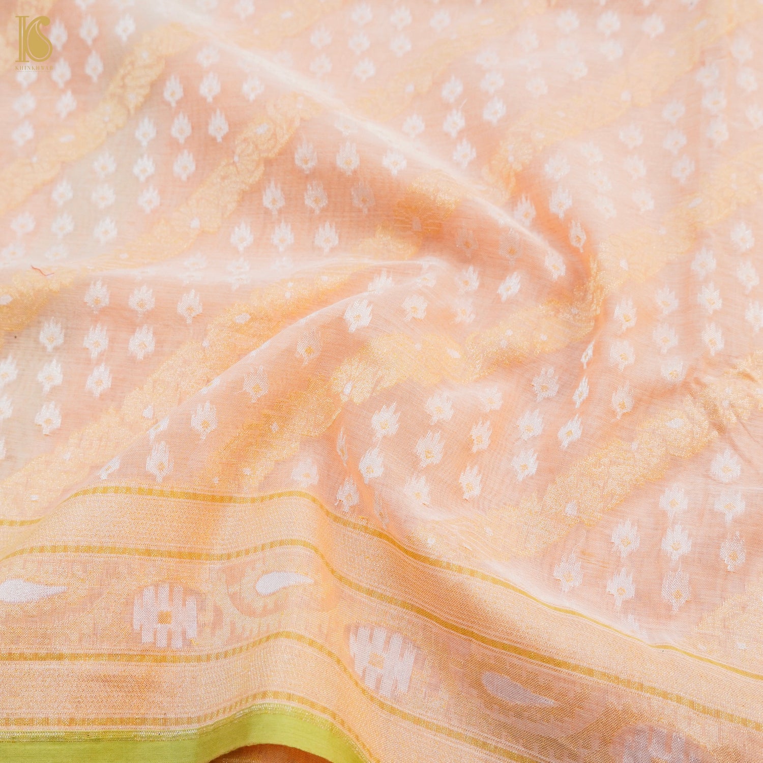 Beige Pure Cotton Handloom Banarasi Jamdani Ektara Saree - Khinkhwab