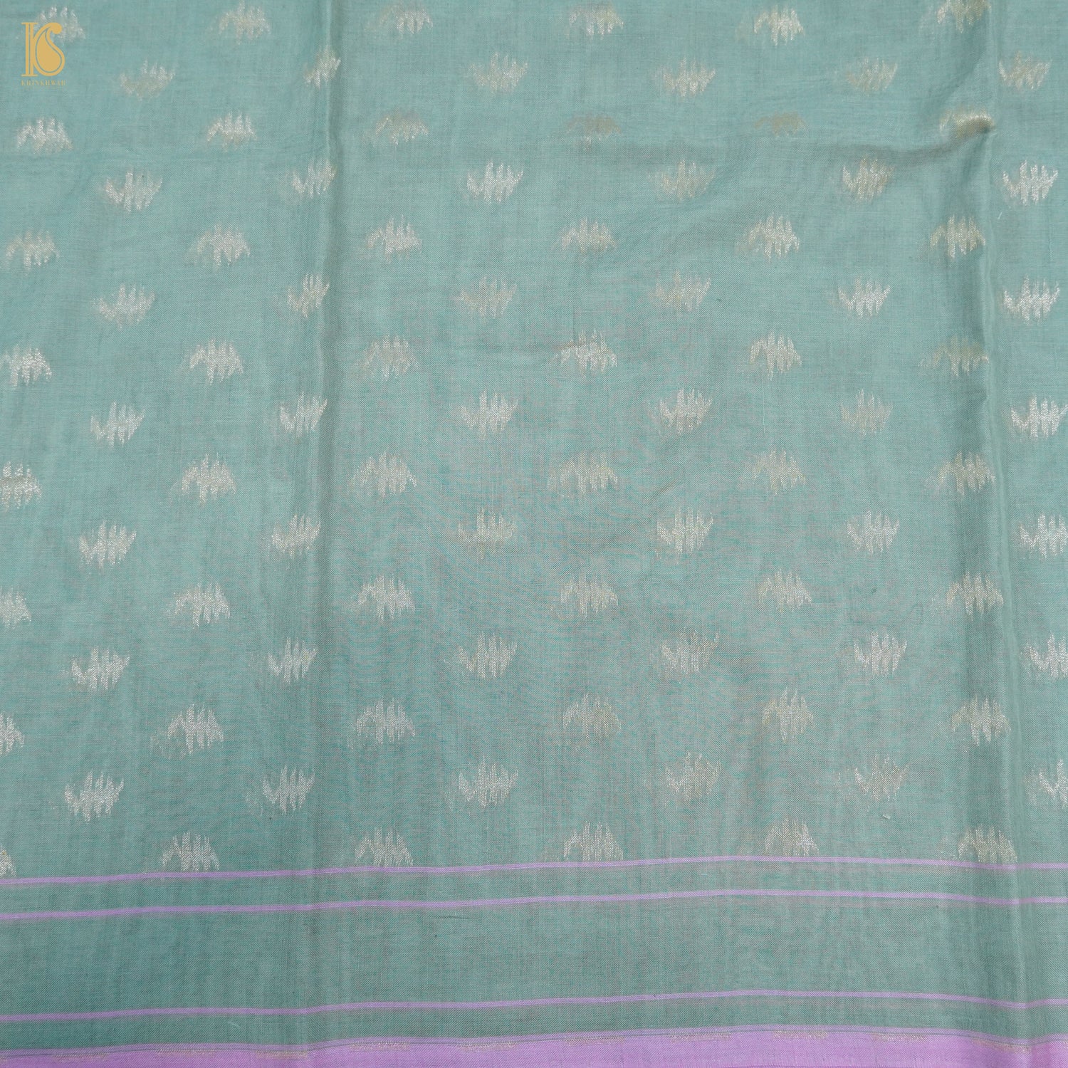 Juniper Green Handloom Pure Cotton Banarasi Jamdani Ektara Suit Fabric Set - Khinkhwab