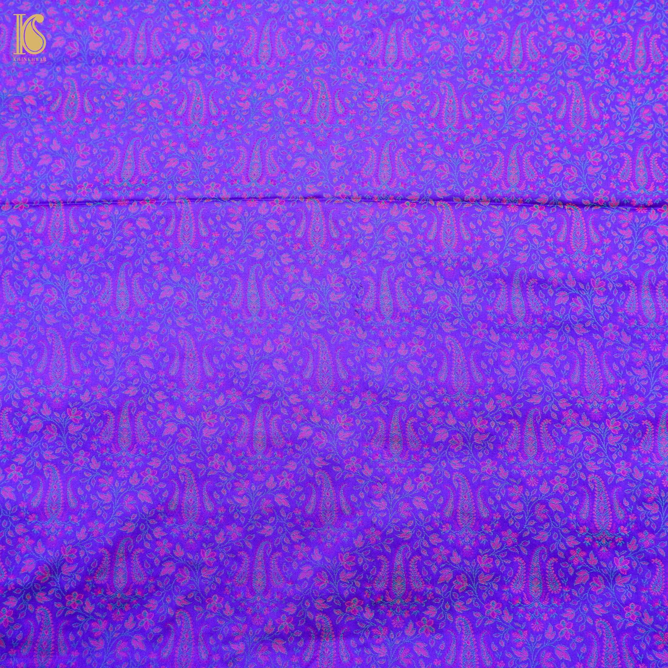 Purple Pure Banarasi Silk Handwoven Tanchui Kurta Fabric - Khinkhwab