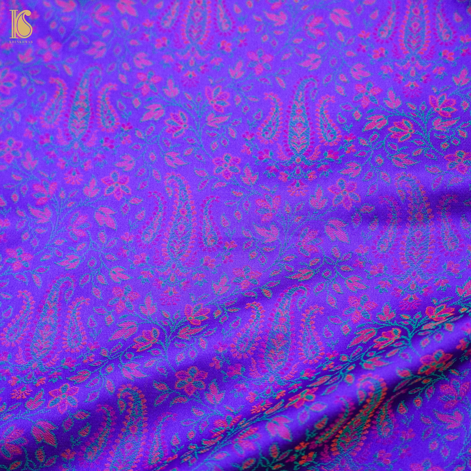 Purple Pure Banarasi Silk Handwoven Tanchui Kurta Fabric - Khinkhwab