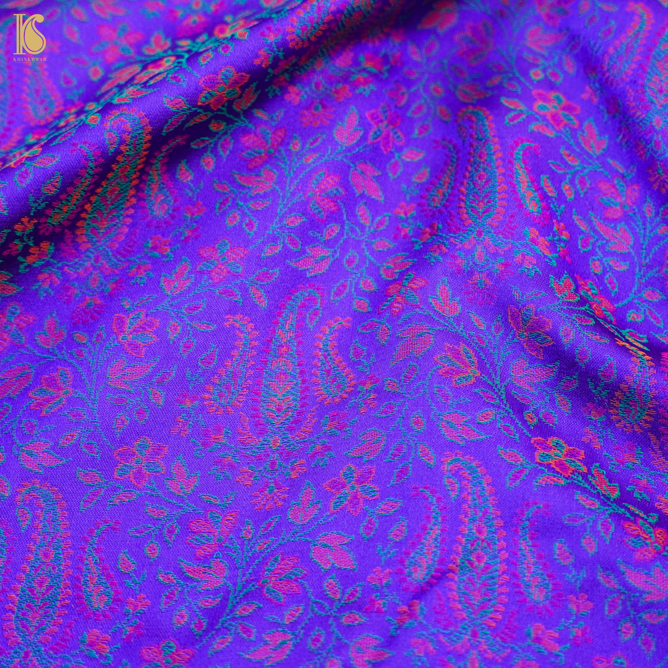 Purple Pure Banarasi Silk Handwoven Tanchui Kurta Fabric - Khinkhwab
