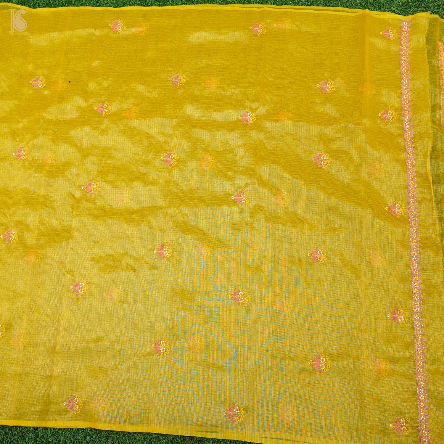Galliano Yellow Chikankari Pure Handloom Kota Silk Silk Suit Set - Khinkhwab