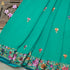 Persian Green Handcrafted Parsi Gara Pure Georgette Saree - Khinkhwab