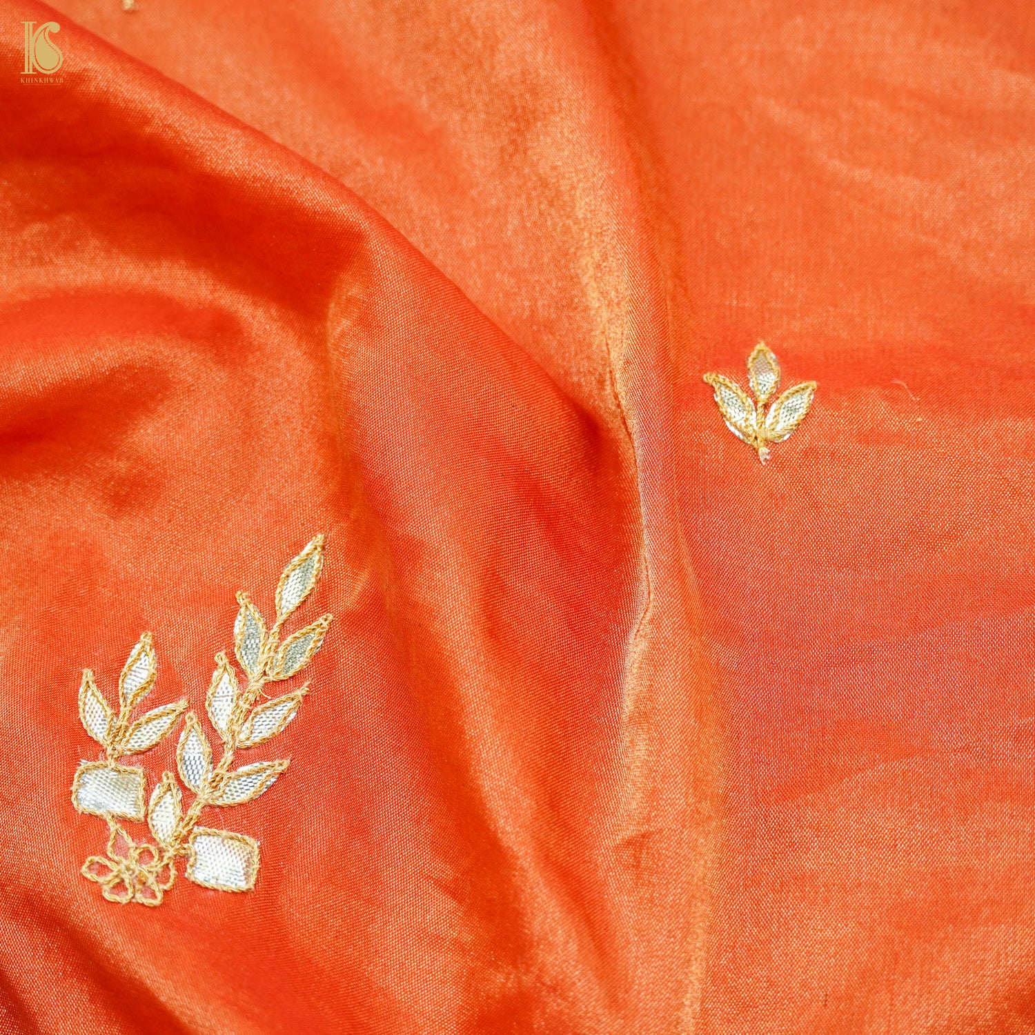 Chilean Fire Orange Pure Tissue Silk Embroidery Dupatta - Khinkhwab