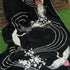 Black Handcrafted Parsi  Gara Pure Crepe Flying Swan Saree - Khinkhwab