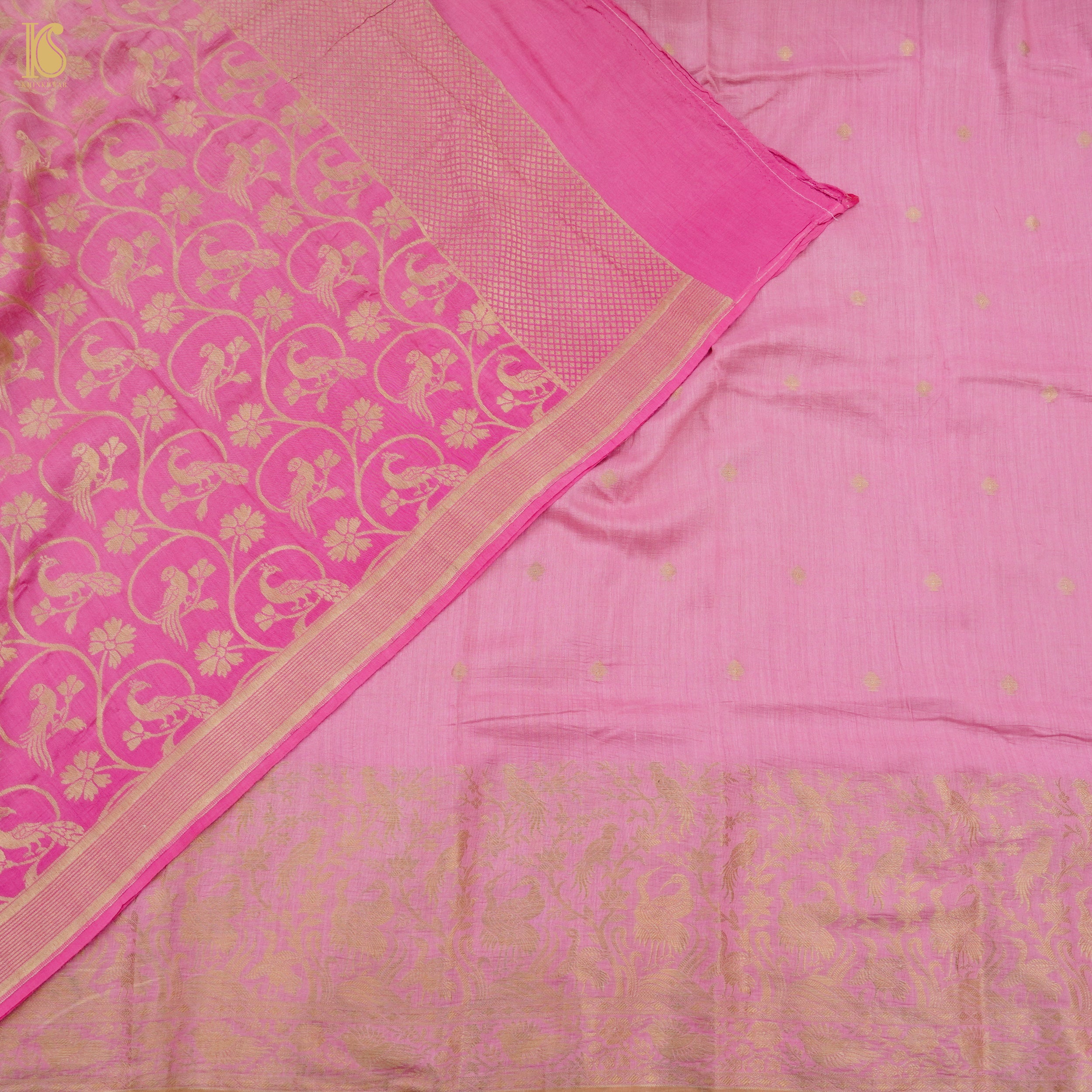 Red Violet Pure Moonga Silk Handloom Banarasi Suit and Dupatta Set - Khinkhwab