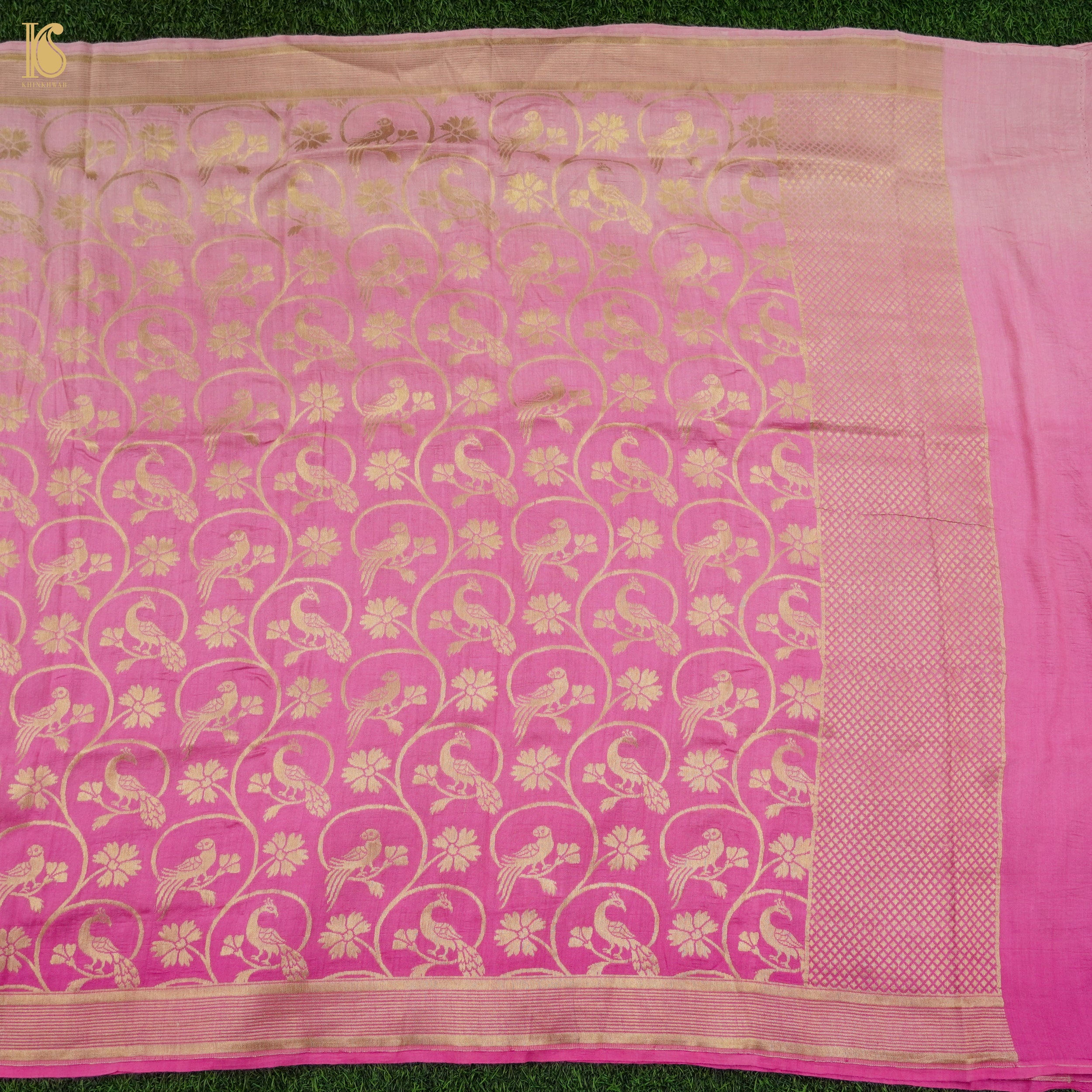 Red Violet Pure Moonga Silk Handloom Banarasi Suit and Dupatta Set - Khinkhwab