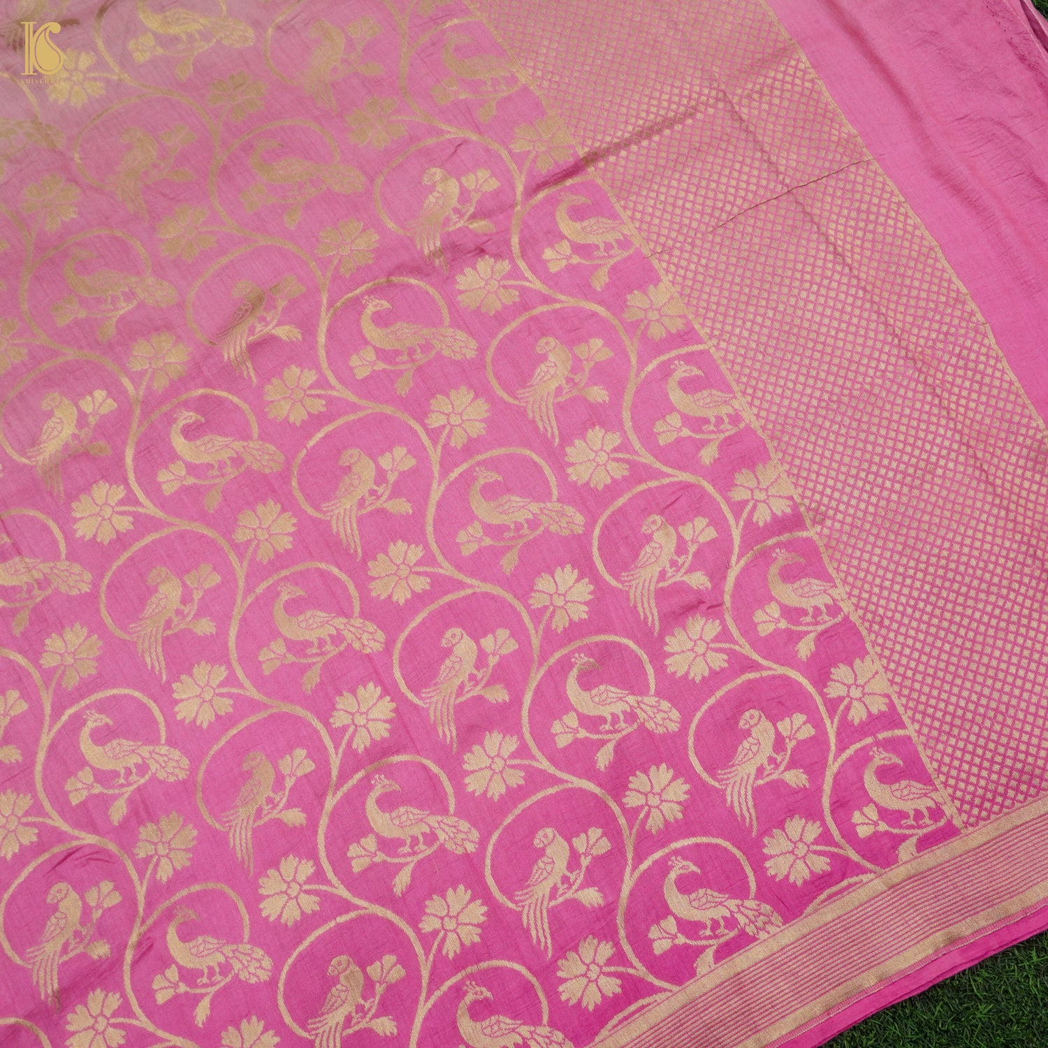 Red Violet Pure Moonga Silk Handloom Banarasi Suit and Dupatta Set - Khinkhwab