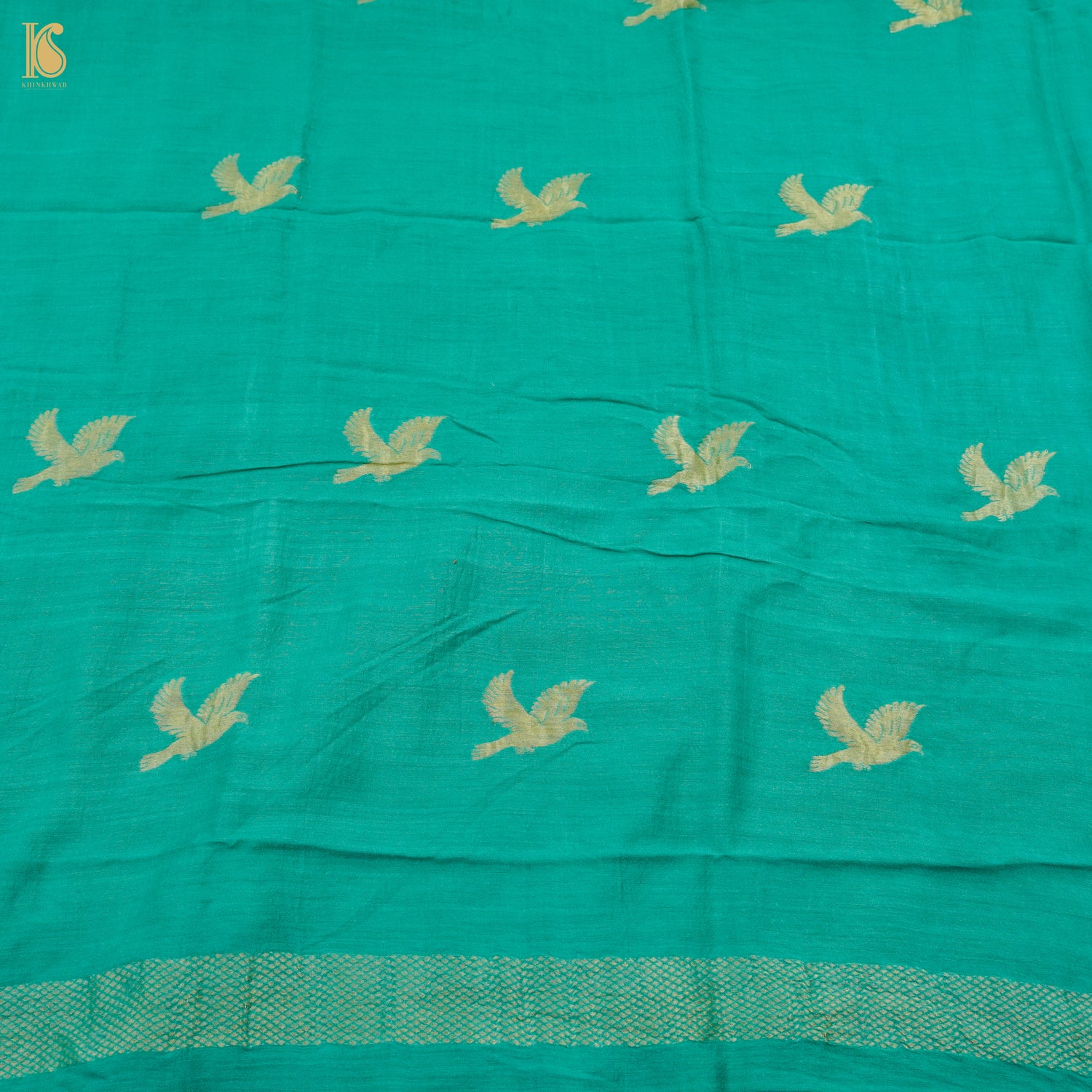 Persian Green Pure Moonga Silk Handloom Banarasi Suit and Dupatta Set - Khinkhwab