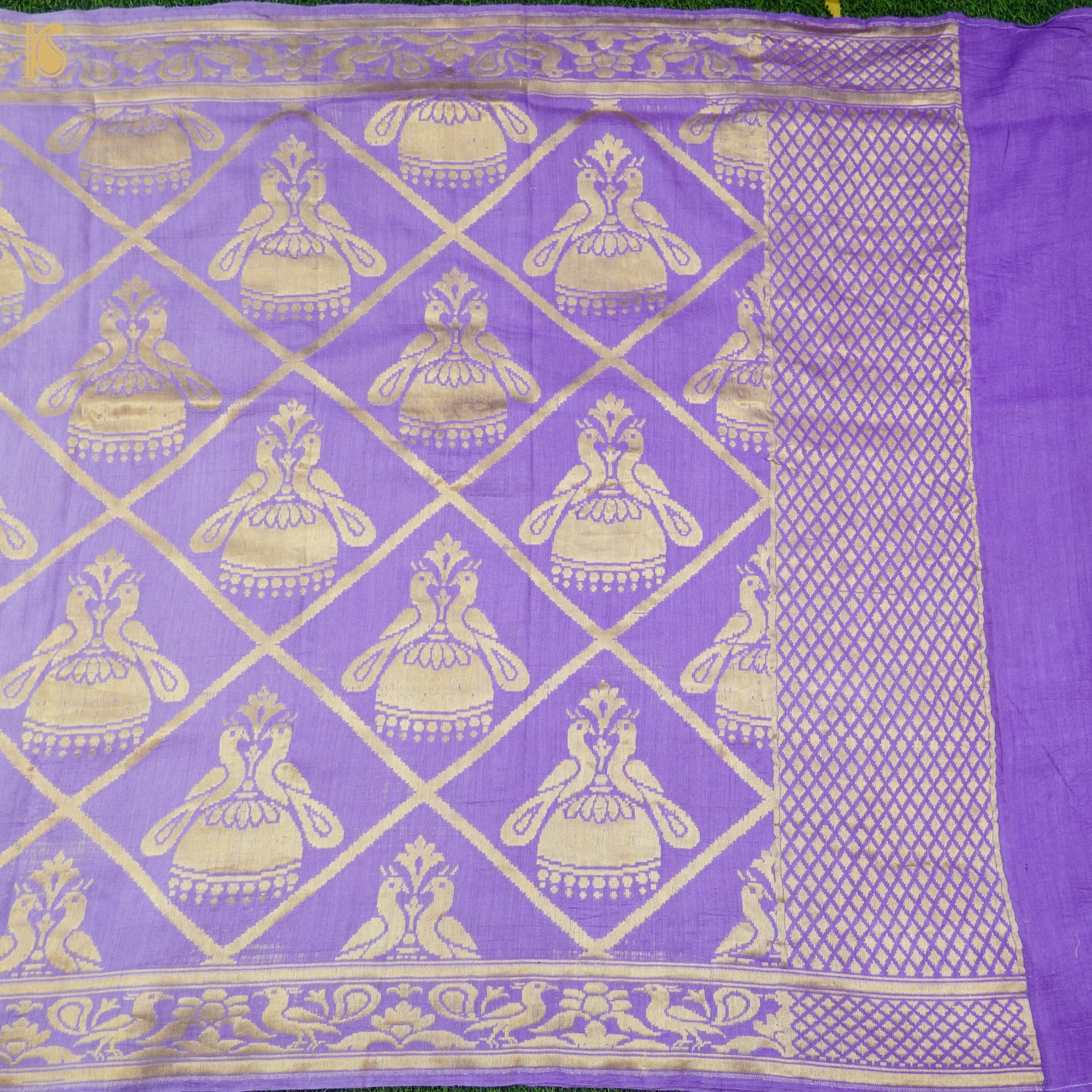 Lilac Bush Pure Moonga Silk Handloom Banarasi Suit and Dupatta Set - Khinkhwab