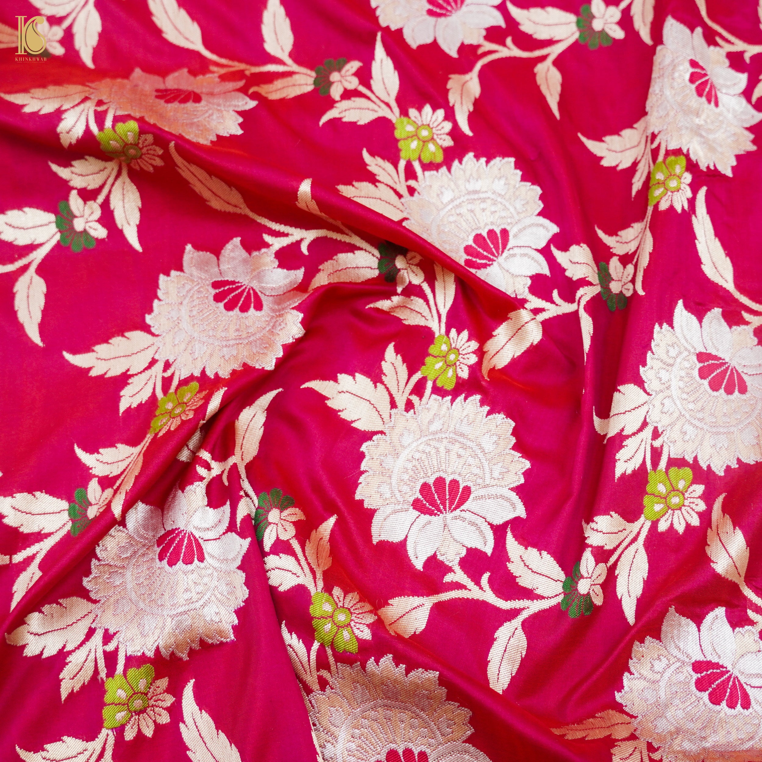 Jazzberry Jam Katan Silk Handloom Banarasi Kadwa Jangla Saree - Khinkhwab