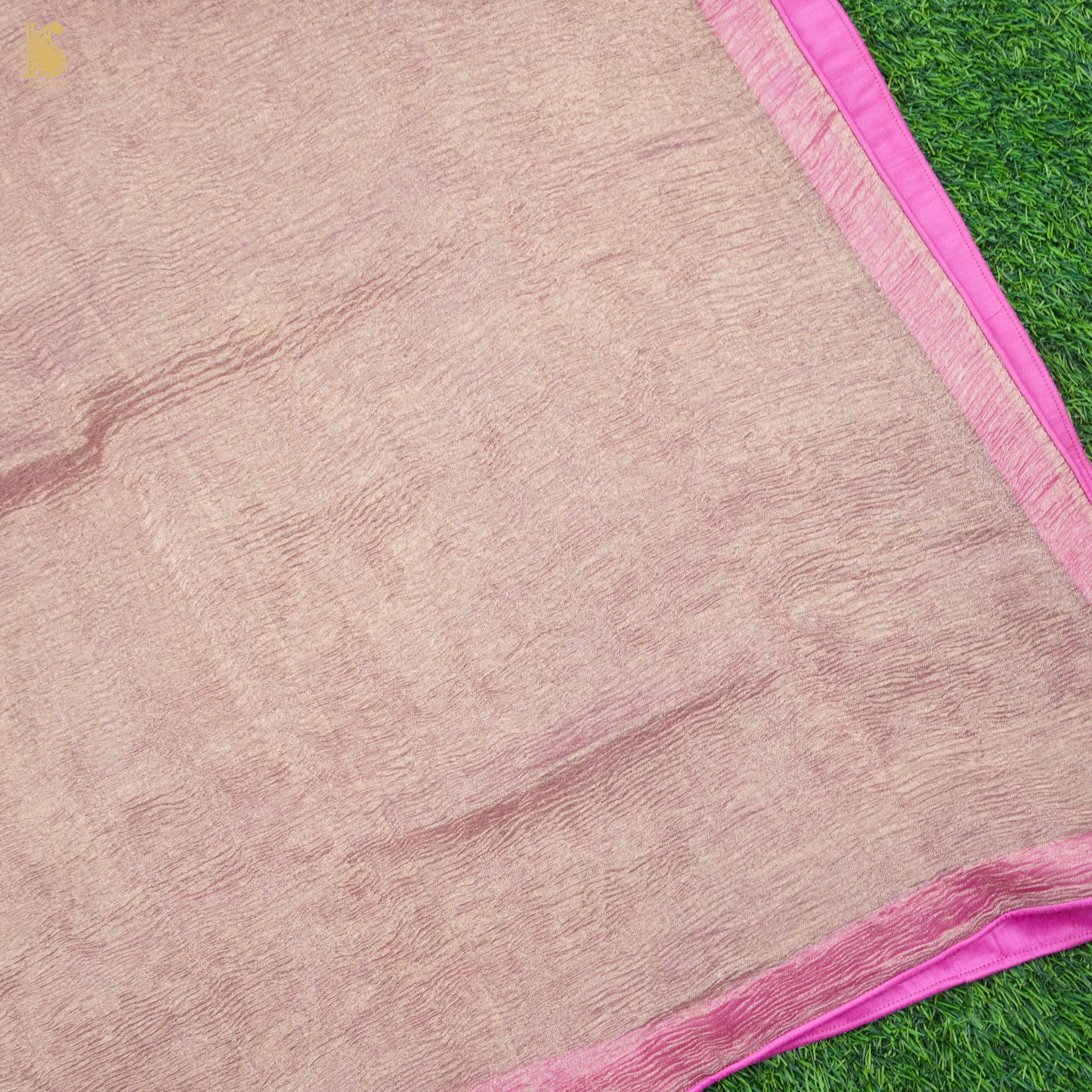 Pink Wrinkle Pure Tissue Silk Dupatta - Khinkhwab