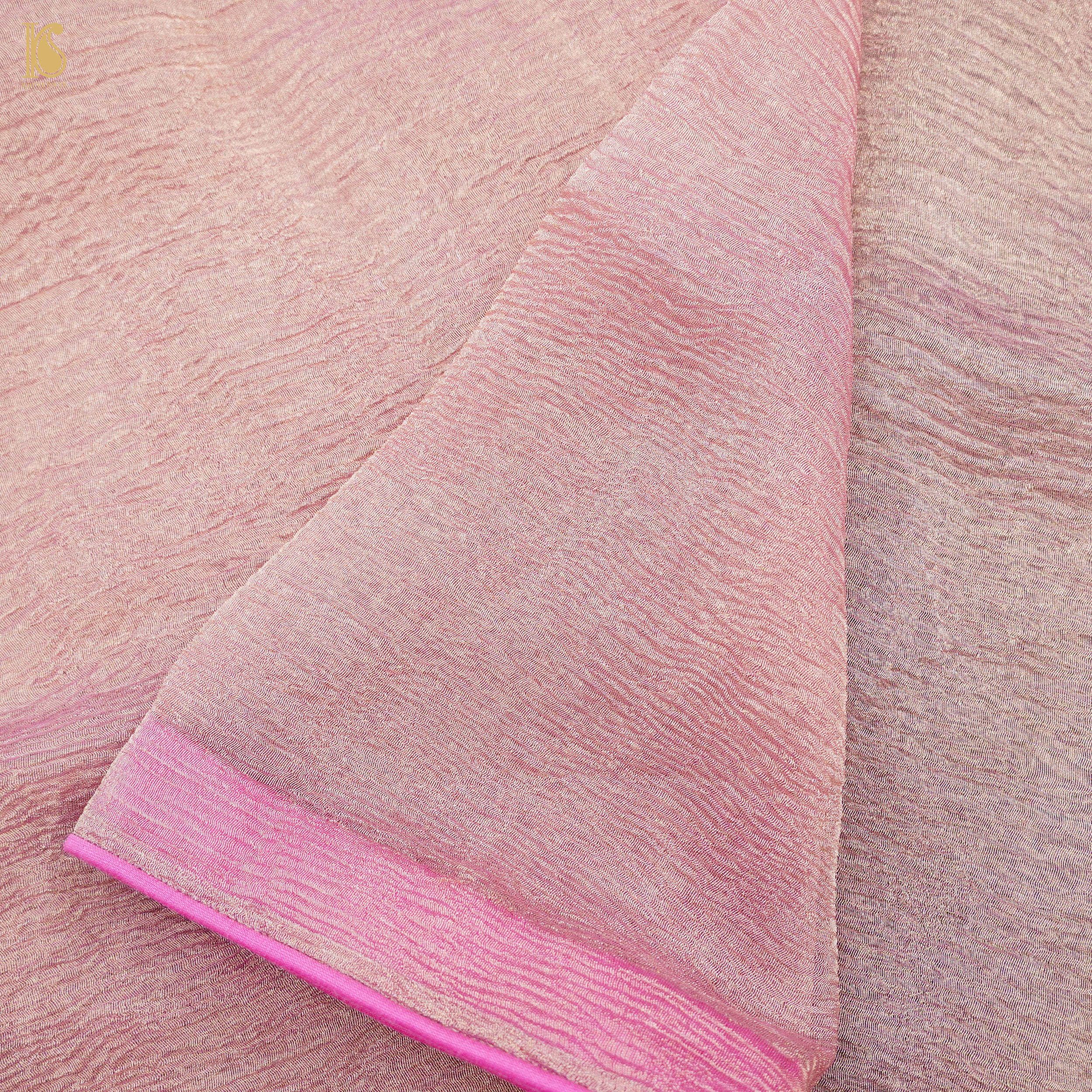 Pink Wrinkle Pure Tissue Silk Dupatta - Khinkhwab