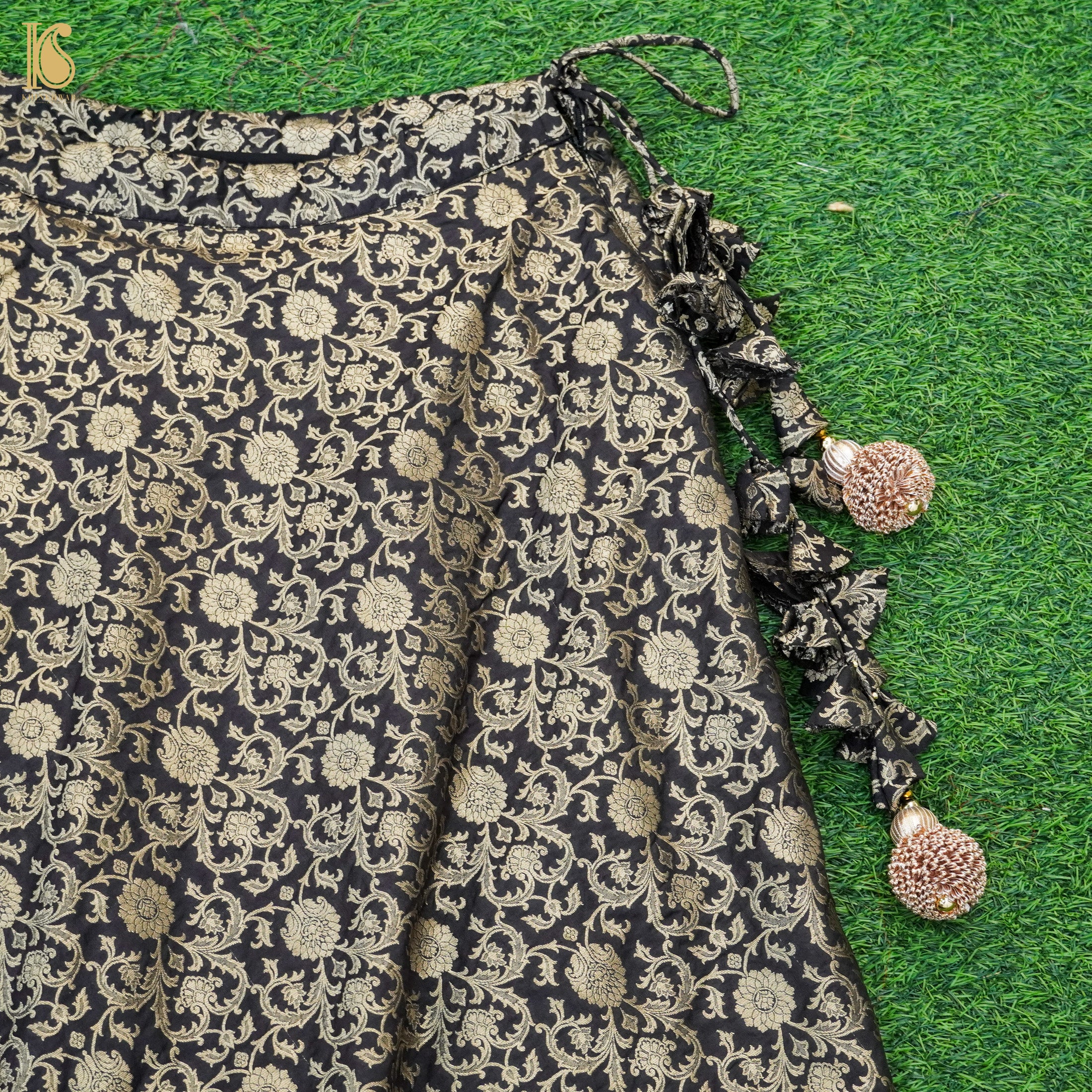 Black Soft Silk Banarasi Stitched Lehenga - Khinkhwab