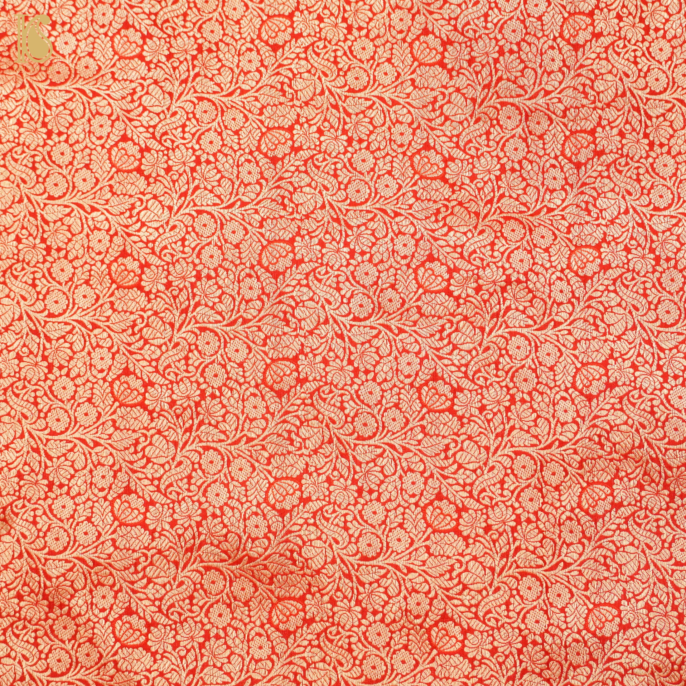 Handloom Red Pure Brocade Banarasi Fabric - Khinkhwab