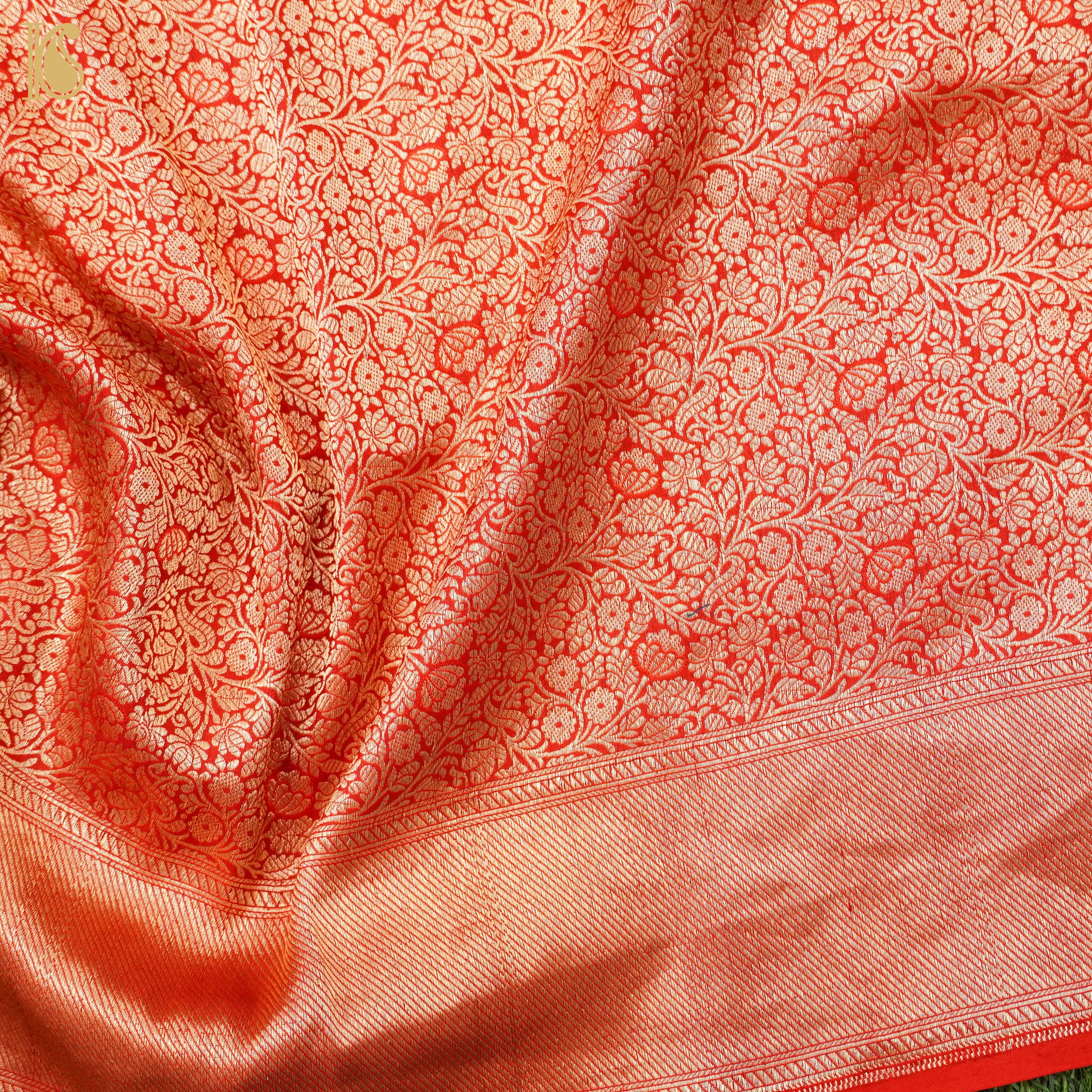 Handloom Red Pure Brocade Banarasi Fabric - Khinkhwab
