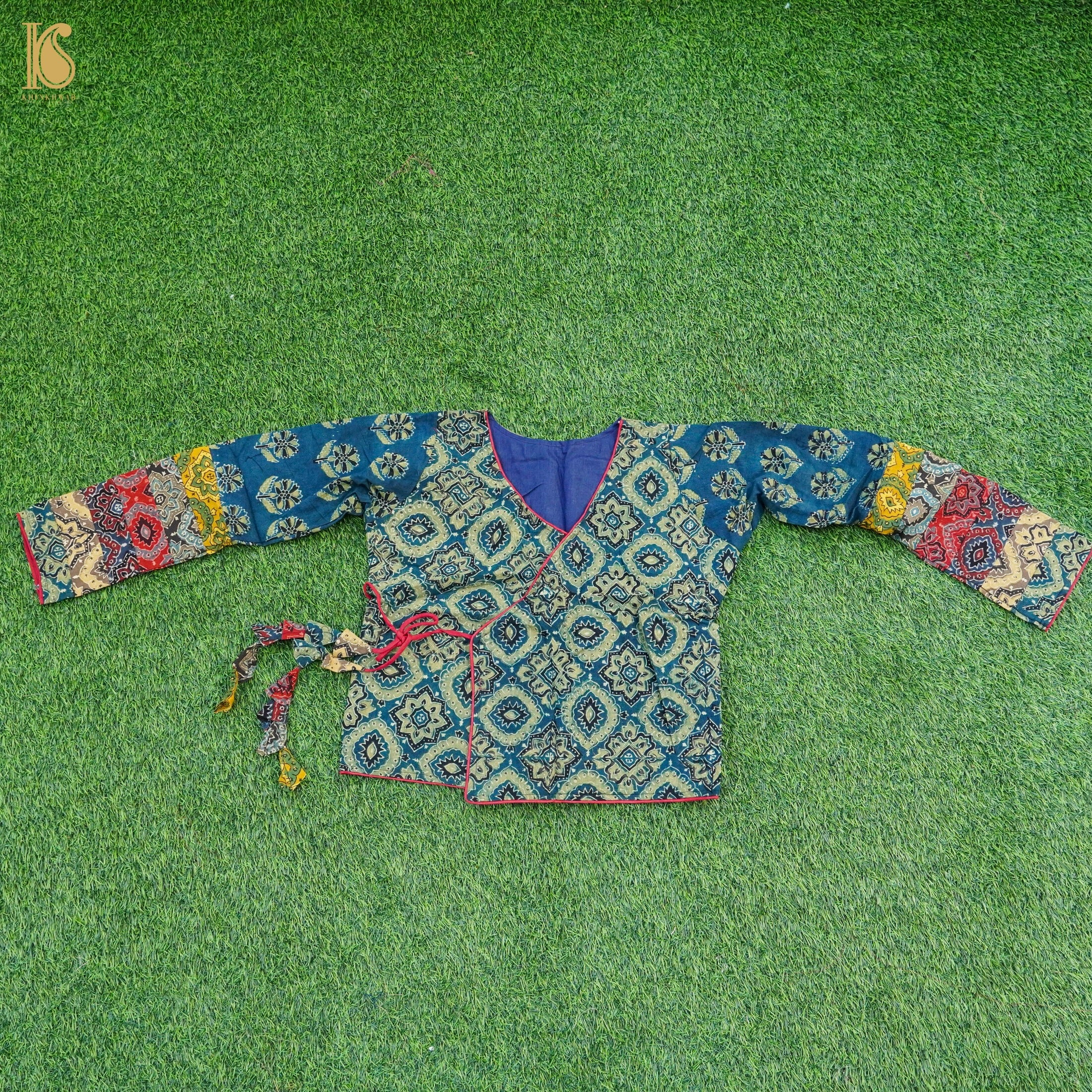 Blue Ajrakh Pure Cotton Stitched Blouse - Khinkhwab